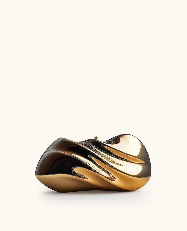 Wavy Metallic Clutch - Gold sold by JW PEI