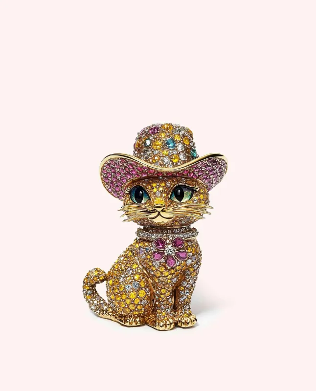 Glamorous Cat Clutch - Multicolor Gold sold by JW PEI