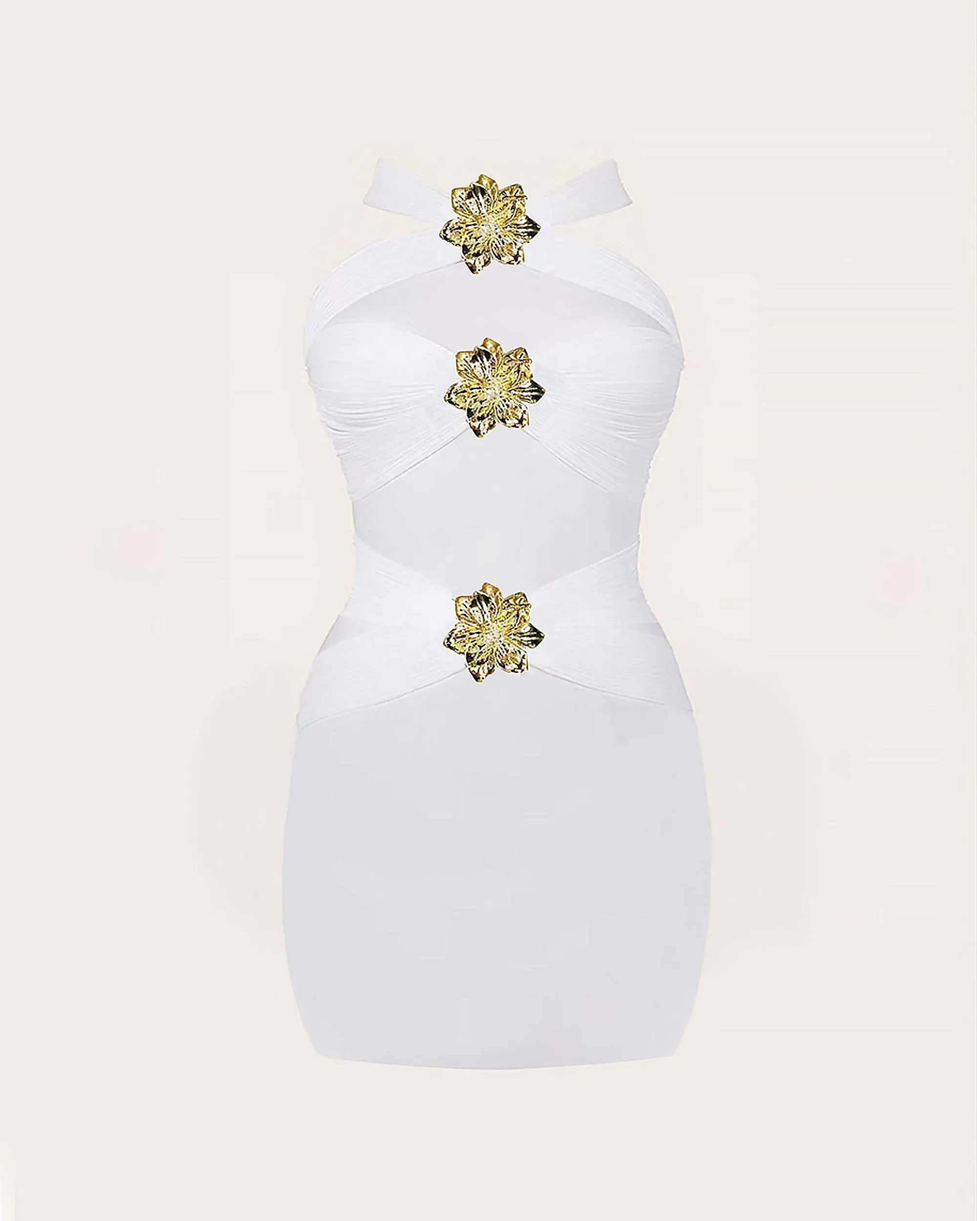 Straps Dress with Floral Gems - White sold by JW PEI product image thumbnail 2