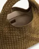 Iaura Faux Suede Woven Shoulder Bag - Olive Green sold by JW PEI