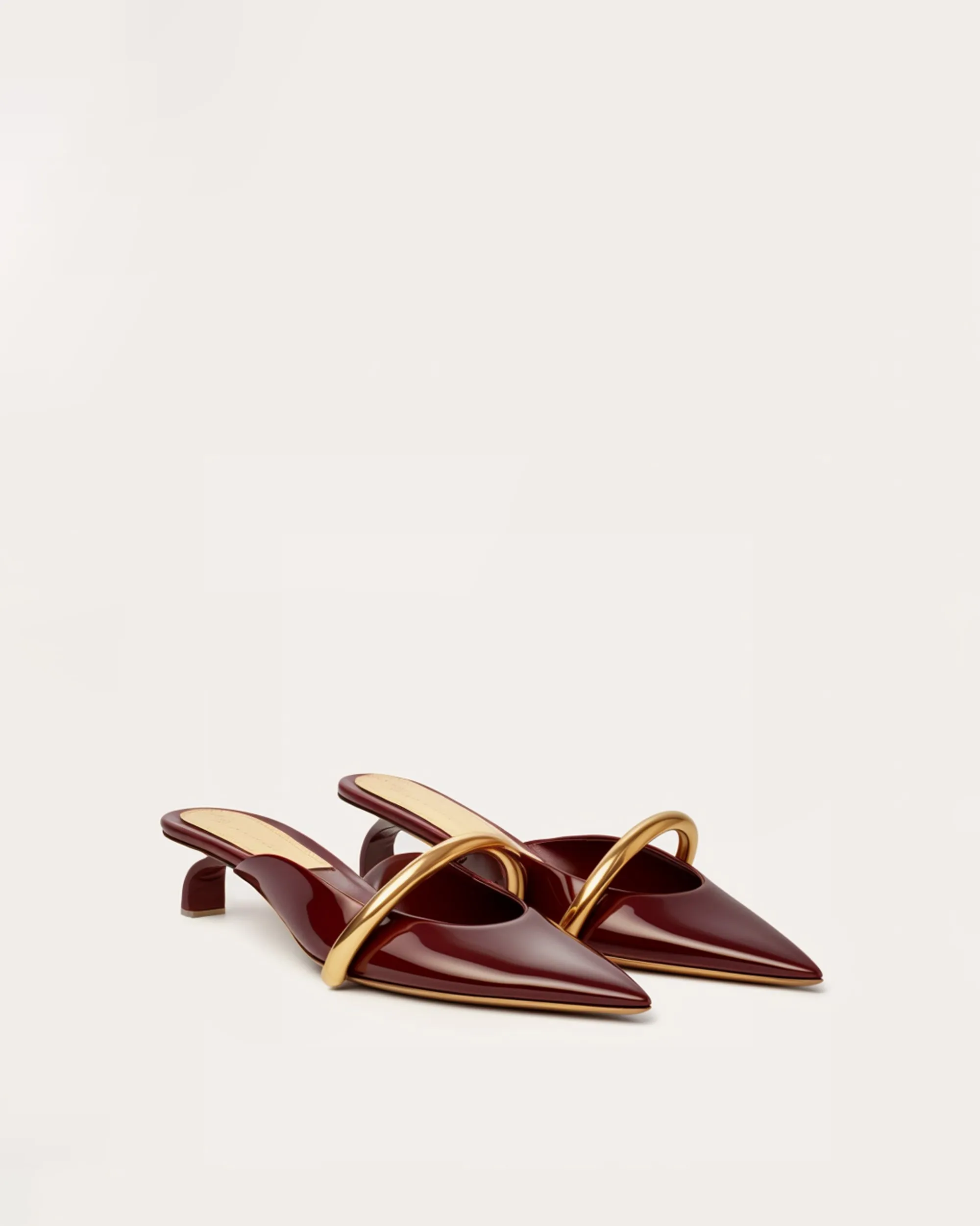 Anna Geometric Heel Mules - Burgundy sold by JW PEI
