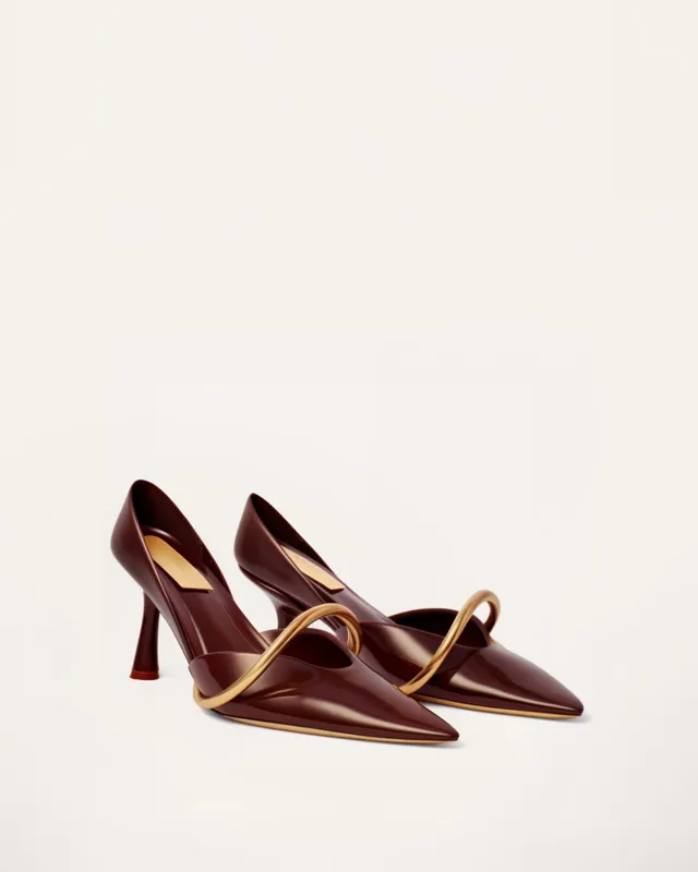 Ivy High Heels with Gold Strap - Burgundy sold by JW PEI