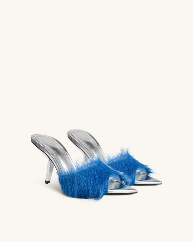 Scarlett Feathered High Heels - Blue sold by JW PEI