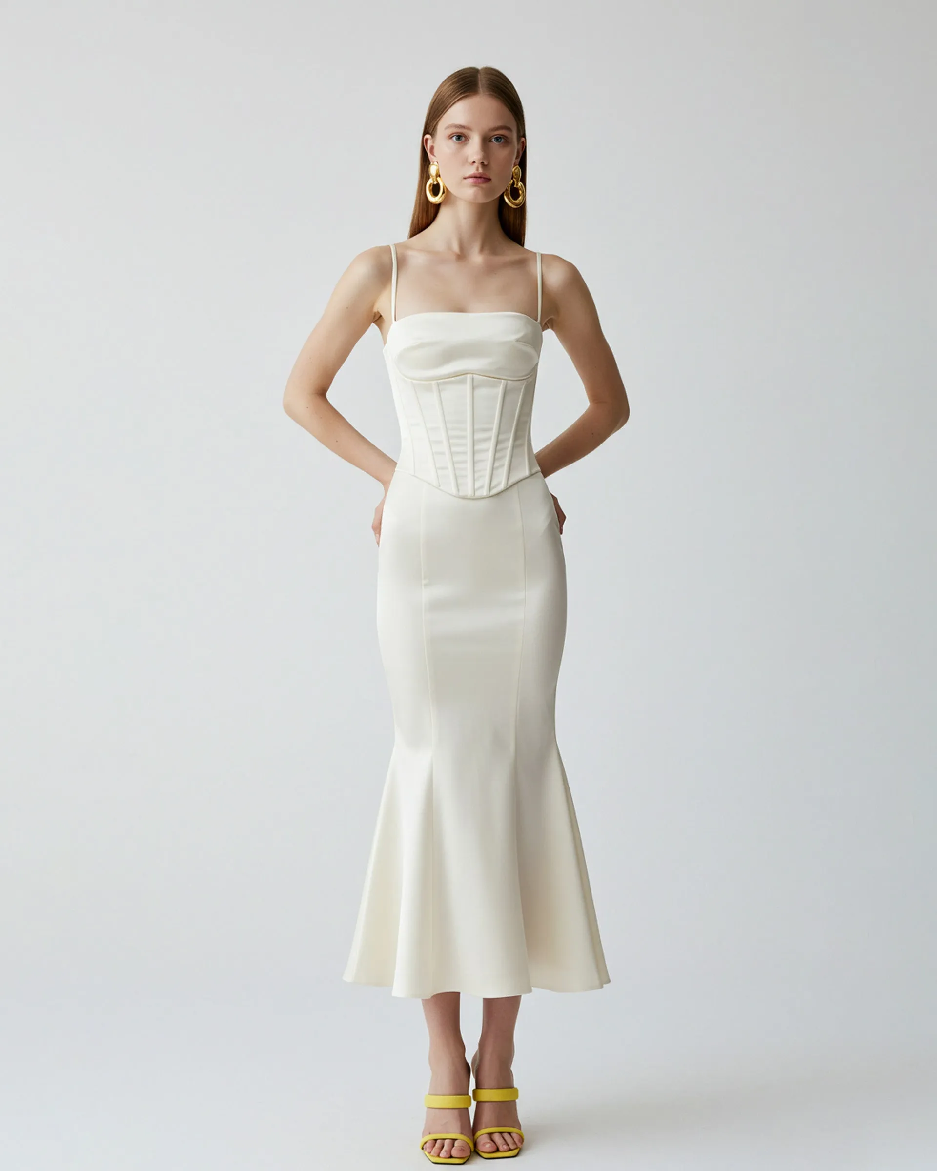 Corset Midi Dress - Ivory sold by JW PEI