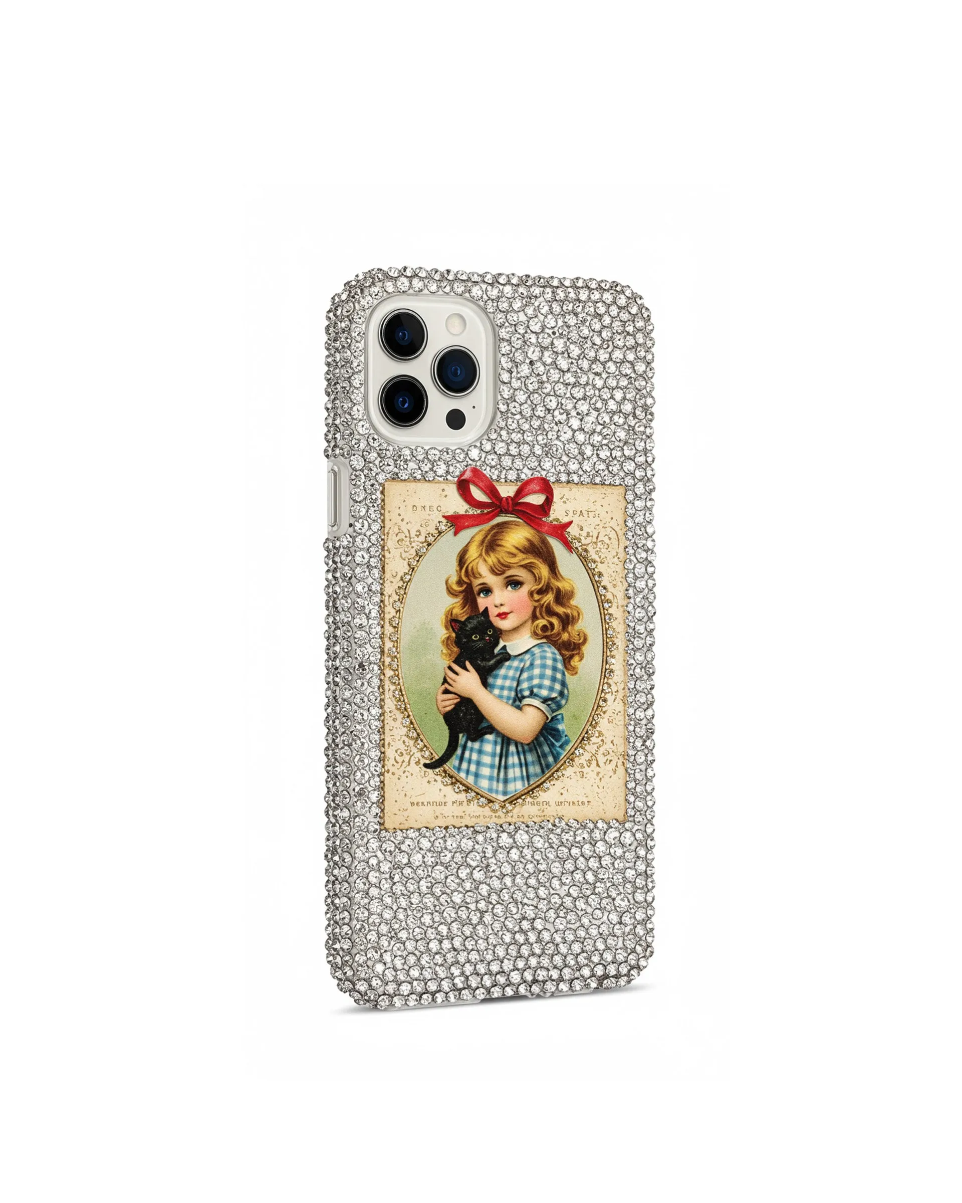 Vintage Girl with Cat Phone Case - Multicolor Gray sold by JW PEI