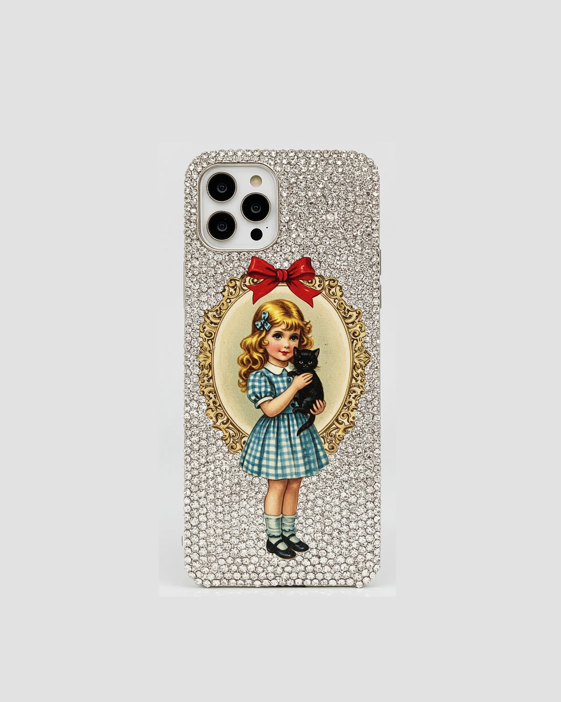 Vintage Girl with Cat Phone Case - Multicolor Gray sold by JW PEI