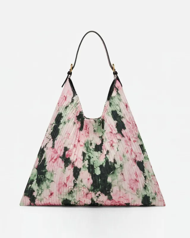 Amara Floral Pleated Hobo Bag - Pink/Green sold by JW PEI