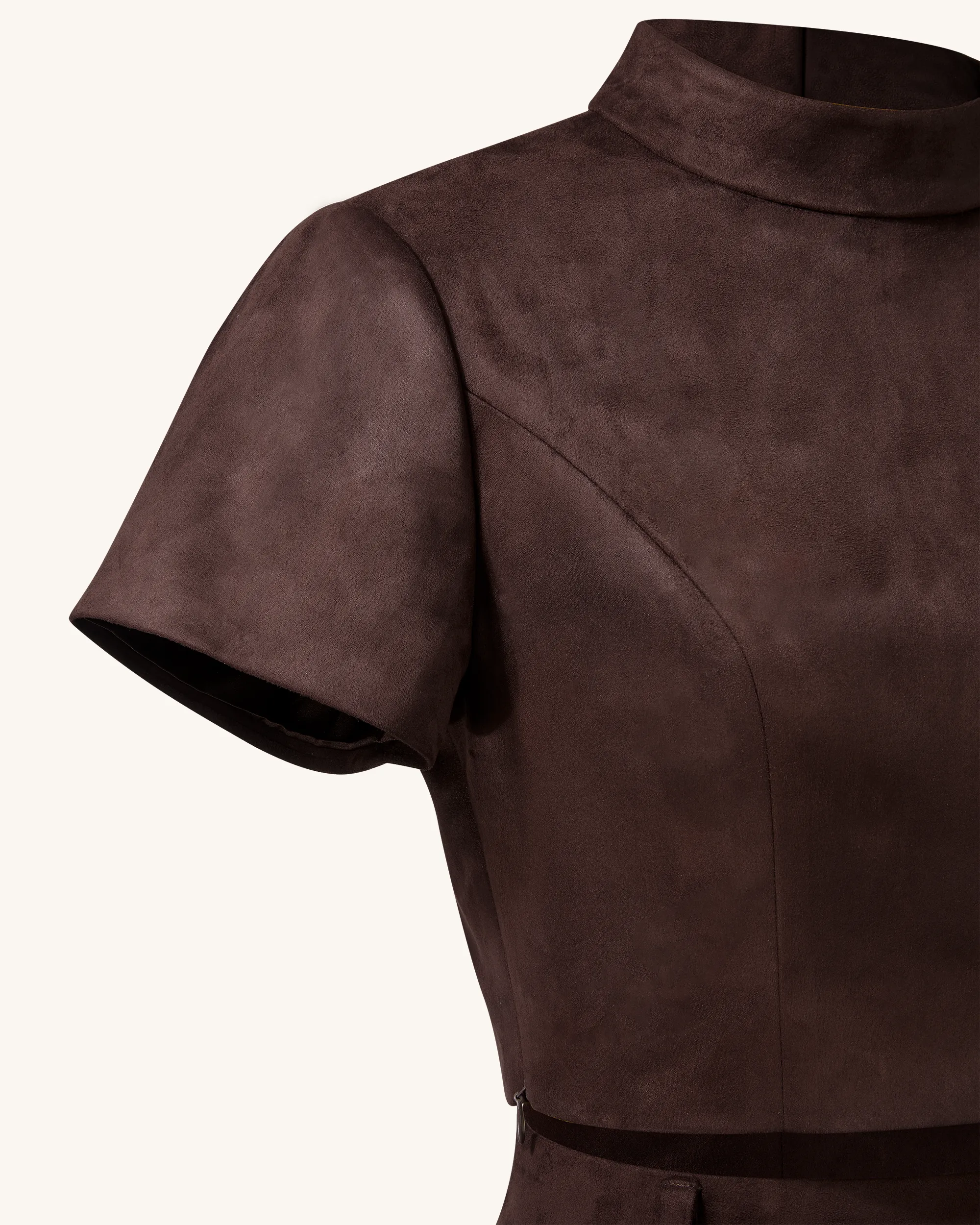 Grace Faux Suede Crop Top and Mini Skirt Set - Chocolate Brown sold by JW PEI product image thumbnail 5