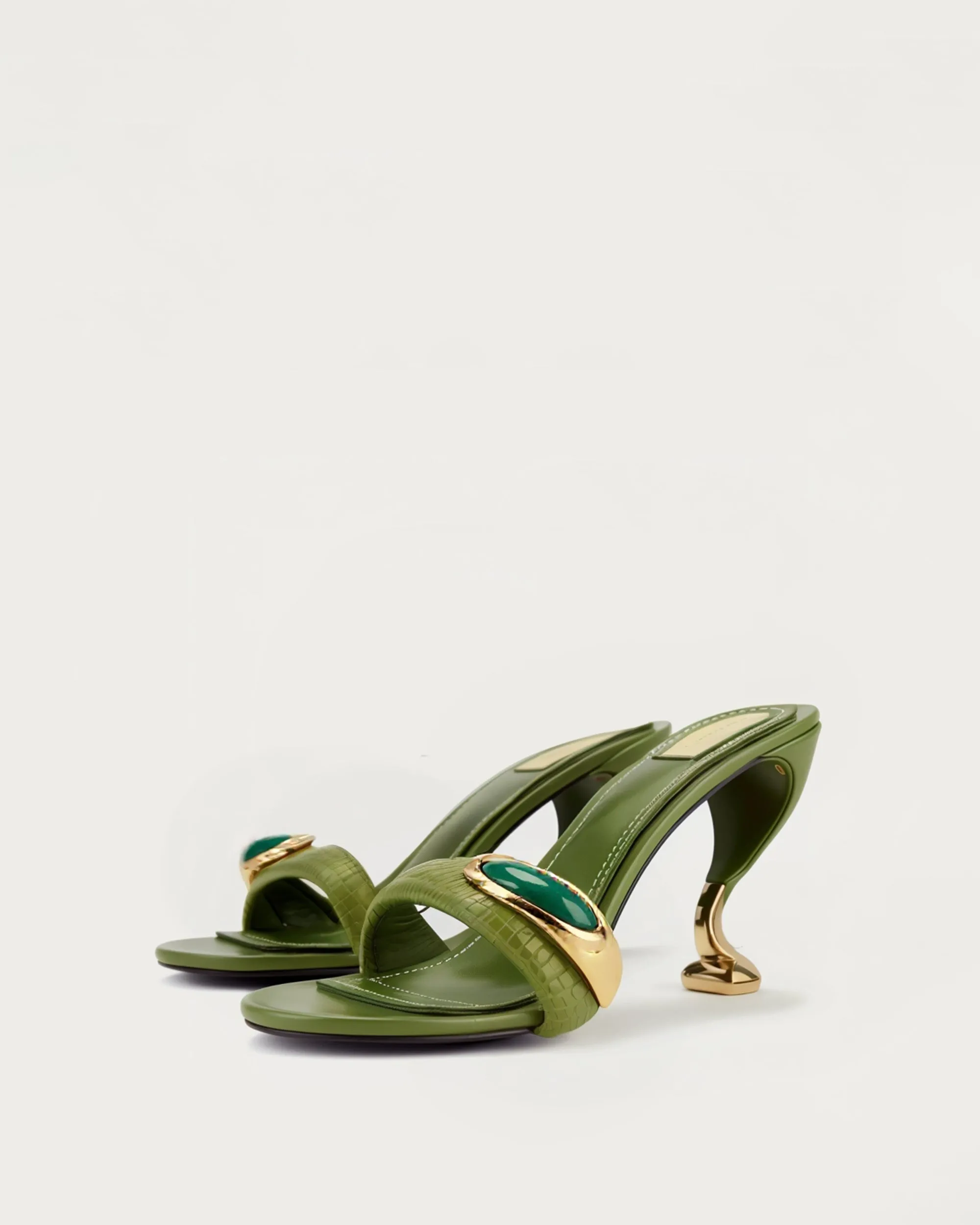 Madison Gold Accent Heels - Green sold by JW PEI