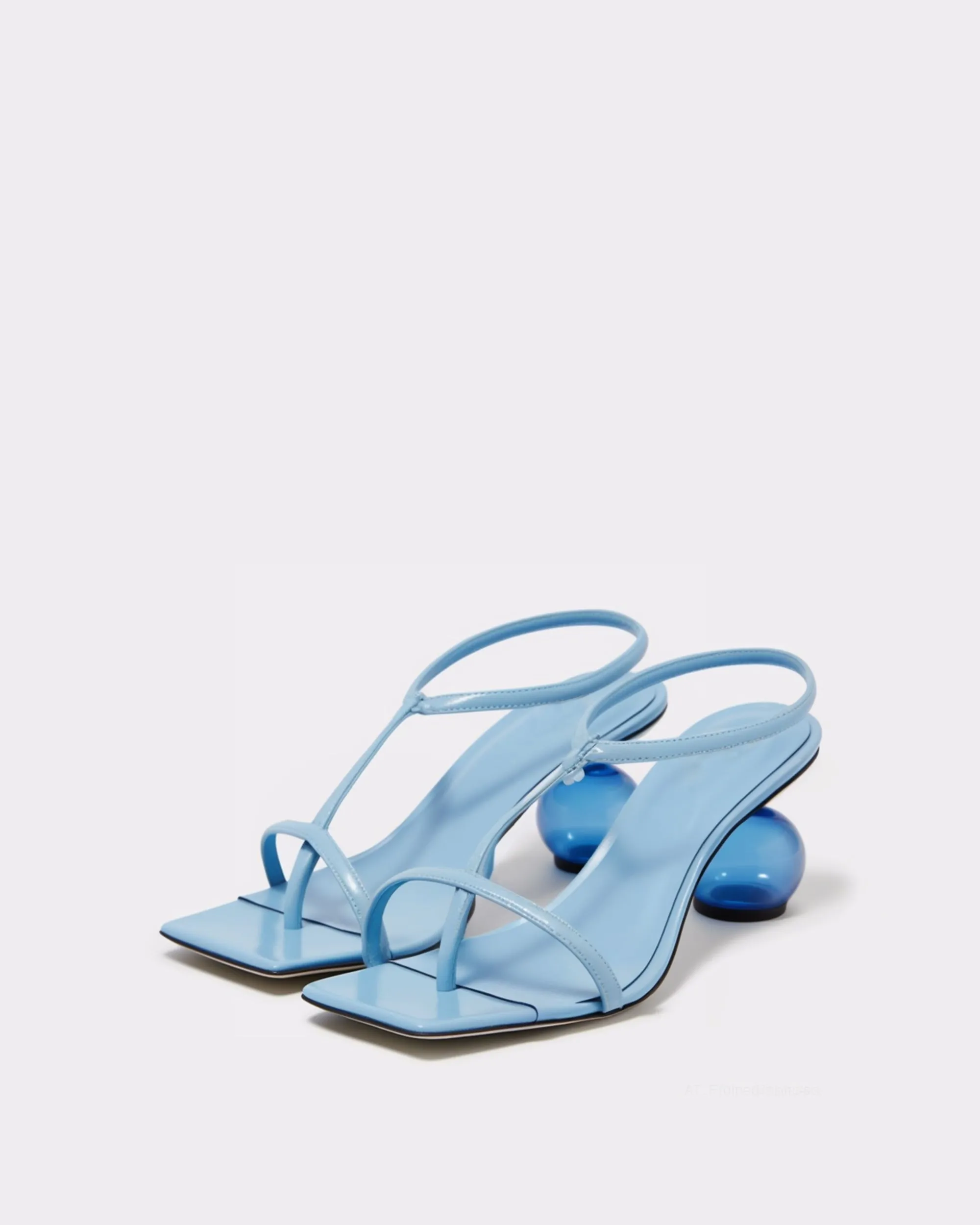Charlotte Strappy Heels with Spherical Heel - Sky Blue sold by JW PEI