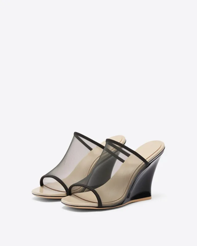 Ella Transparent Strap Mules - Black/Beige sold by JW PEI