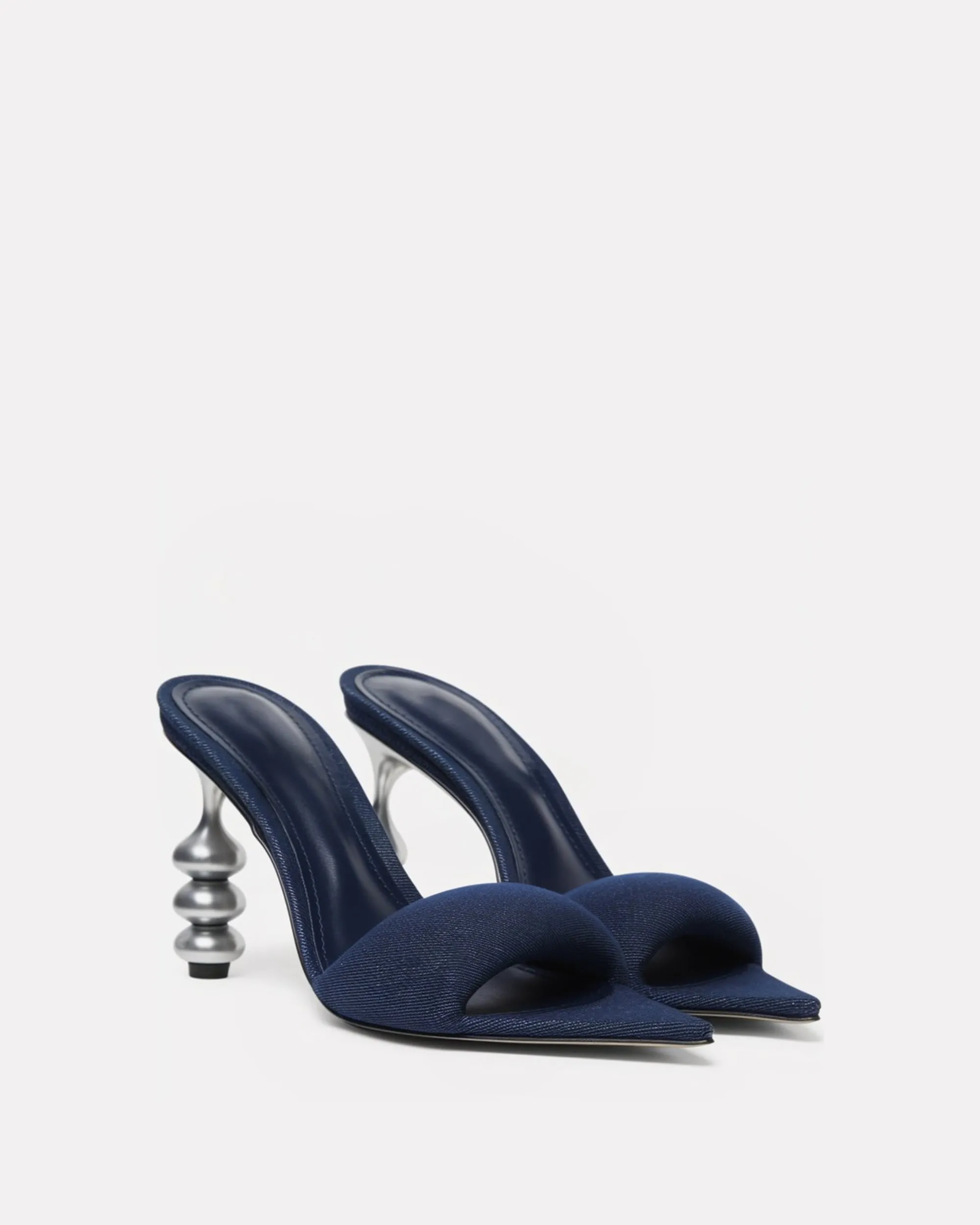 Aurora Bow Detail Mules - Navy Blue sold by JW PEI