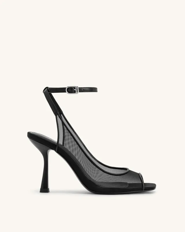 Serenity Open Toe Mesh Slingback Sandals - Black sold by JW PEI