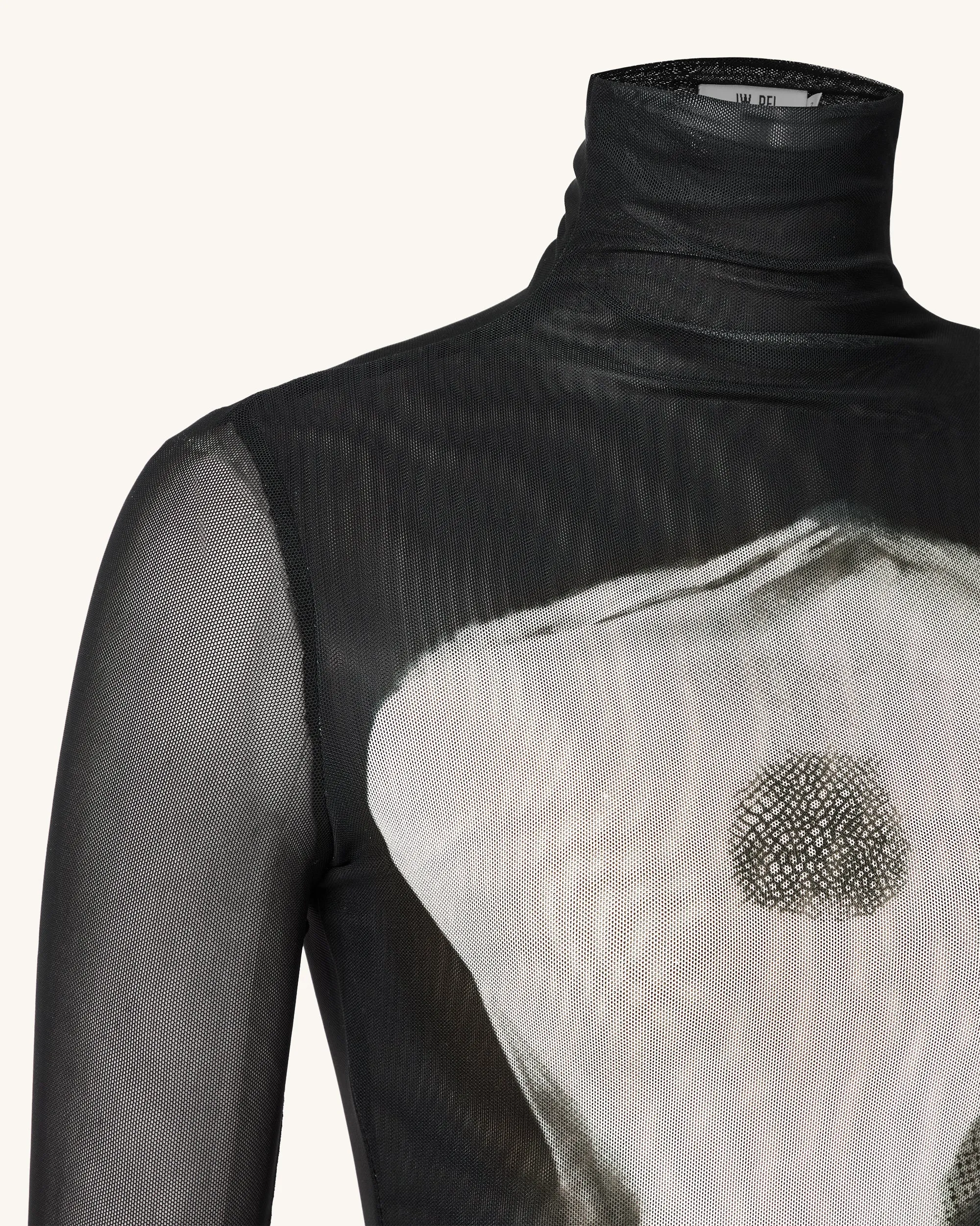 Eva Body Print Mesh Dress - Black and White sold by JW PEI product image thumbnail 4