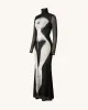 Eva Body Print Mesh Dress - Black and White sold by JW PEI