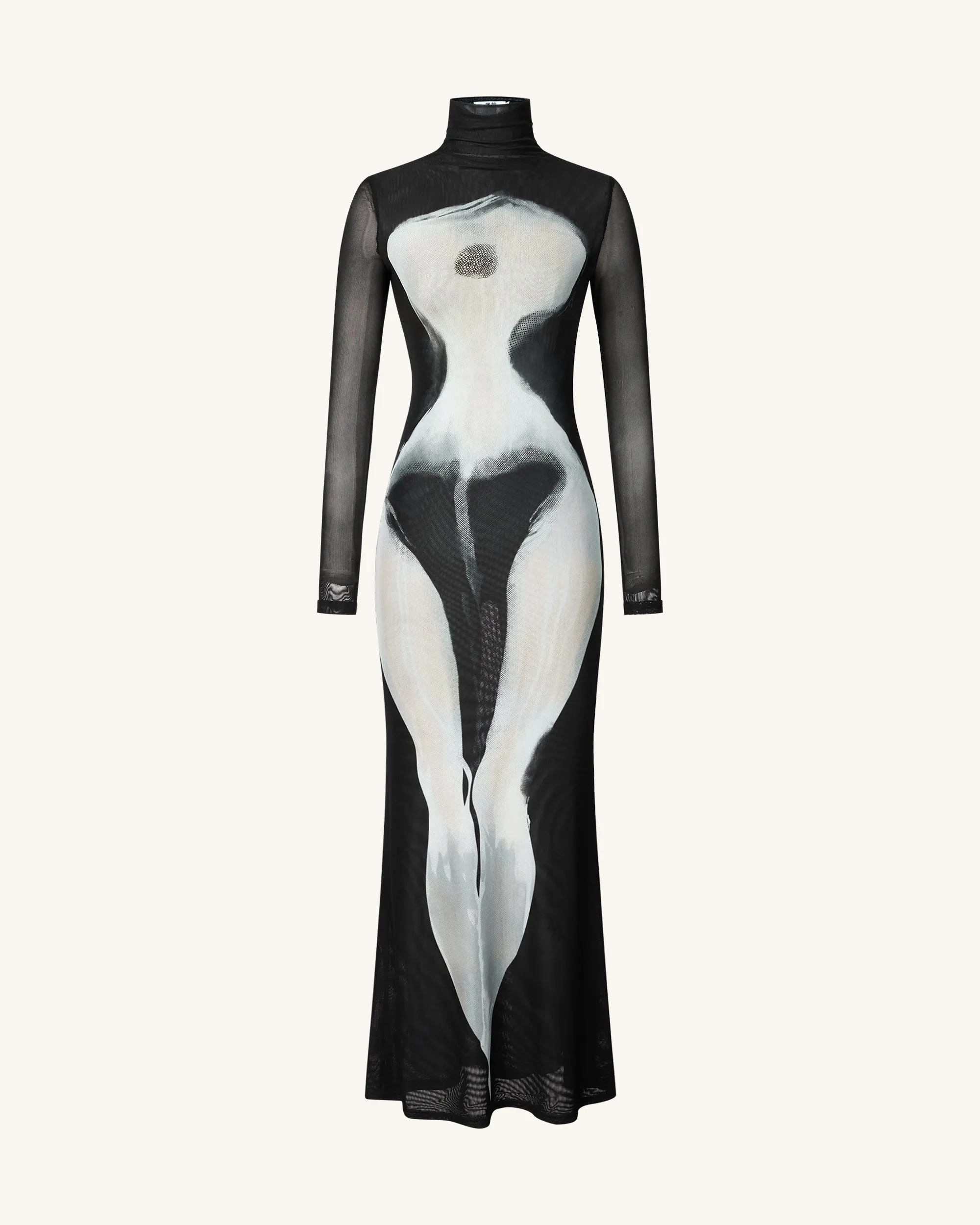 Eva Body Print Mesh Dress - Black and White sold by JW PEI