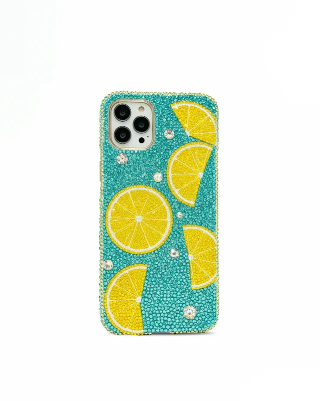 Lemon Slice Sparkle Phone Case - Multicolor Blue sold by JW PEI
