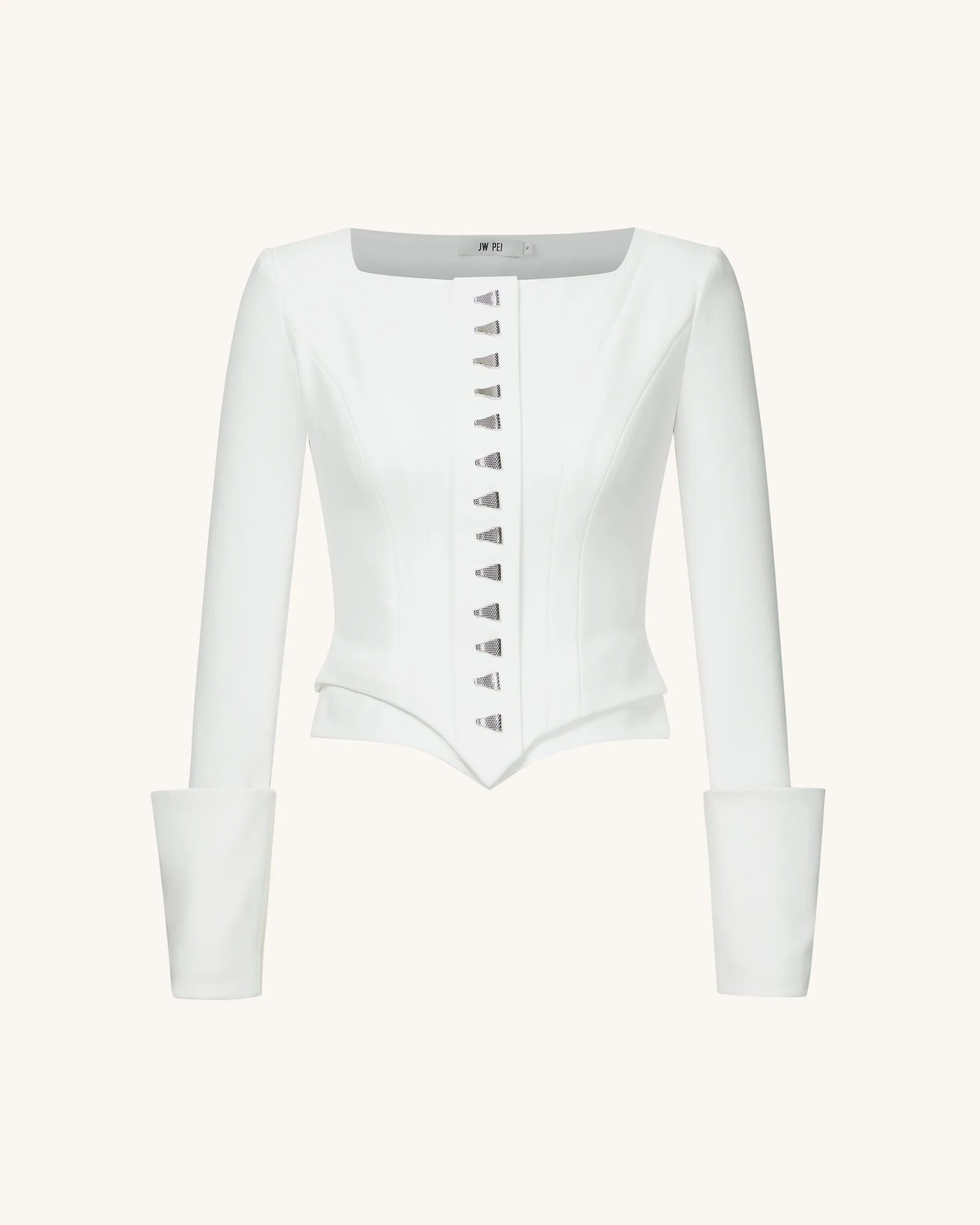 Lydia Corset-Inspired Blazer - White sold by JW PEI