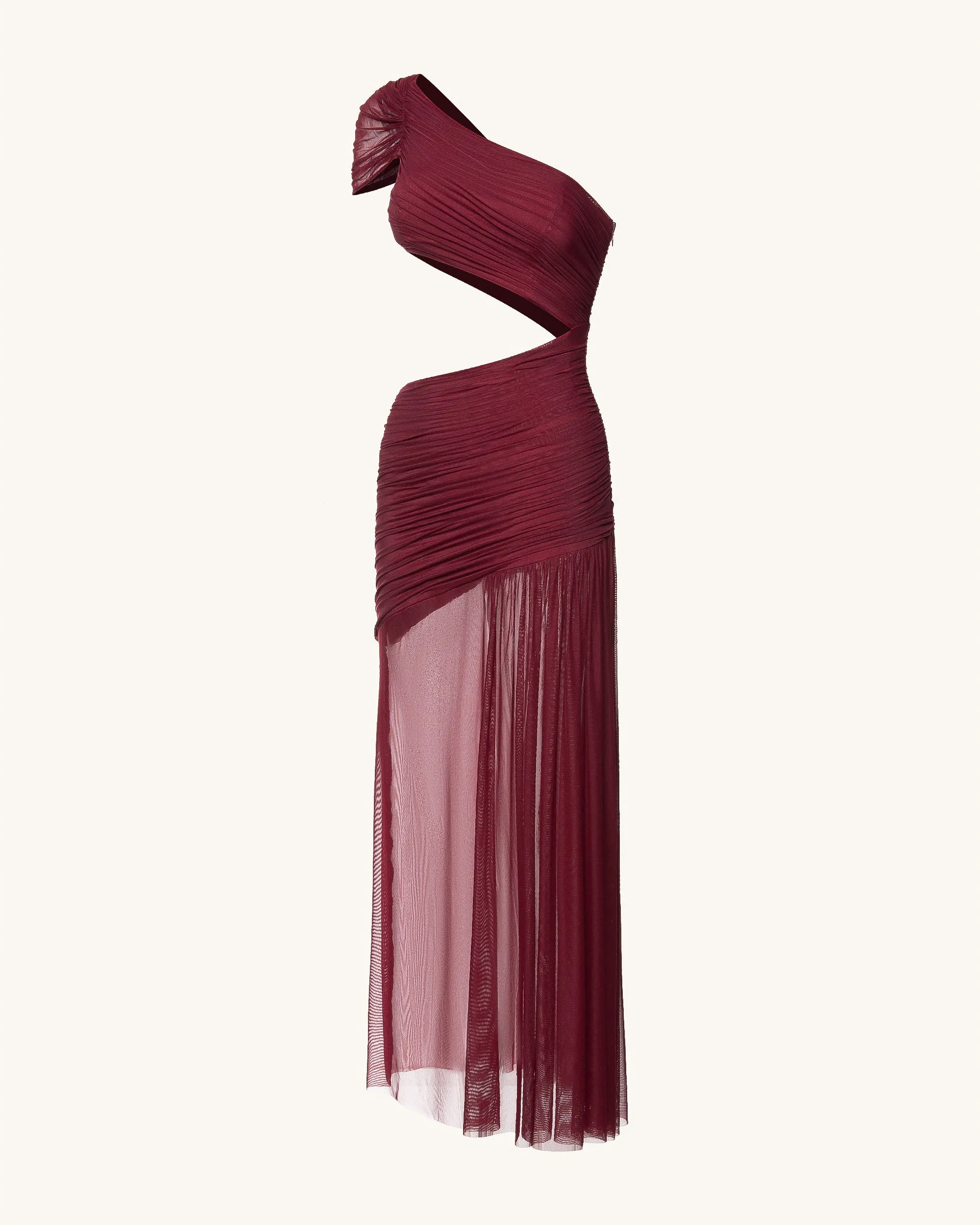 Mia Pleated Mesh Dress - Burgundy sold by JW PEI product image thumbnail 2