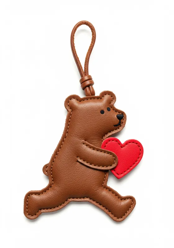 Bear Heart Charm - Brown/Red sold by JW PEI