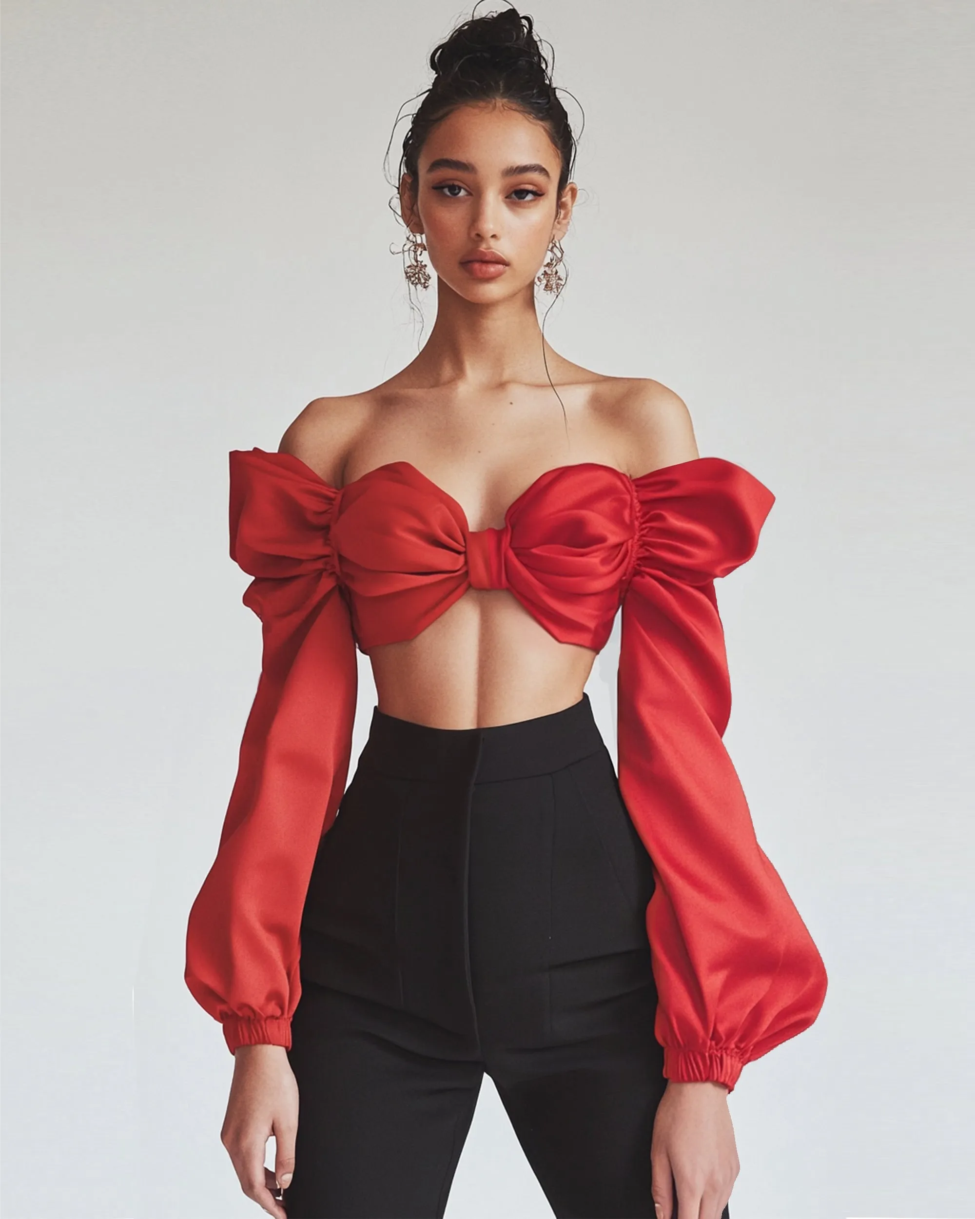 Crimson Bow Blouse - Red sold by JW PEI