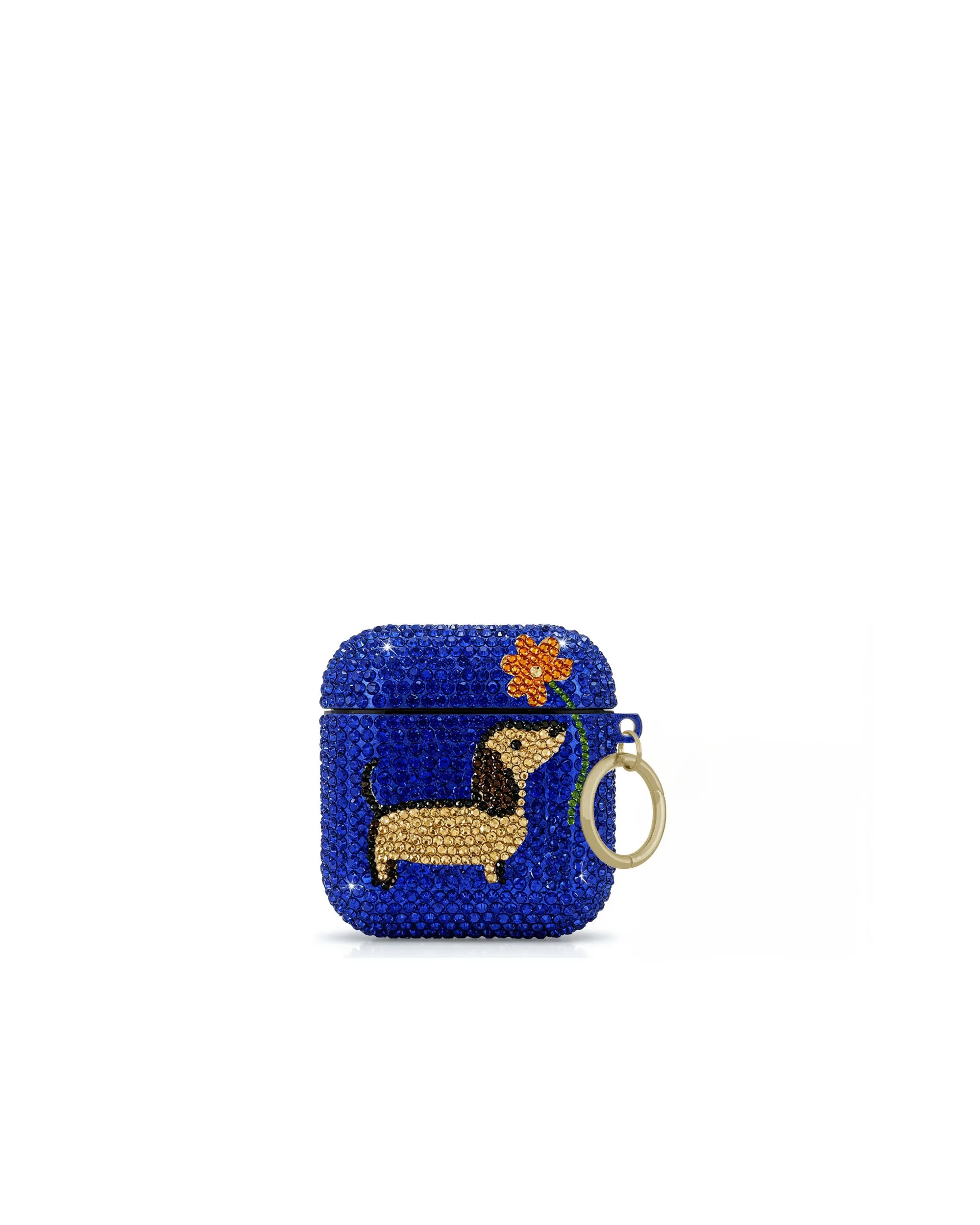 Mia Dachshund with Flower AirPods Case - Multicolor Blue sold by JW PEI