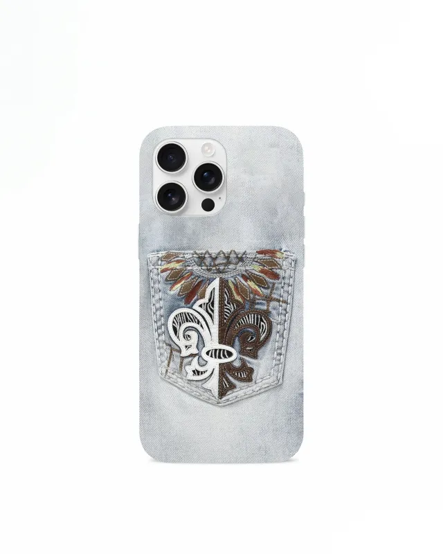 Denim Fleur De Lis Pocket iPhone Case - Multicolor Blue sold by JW PEI