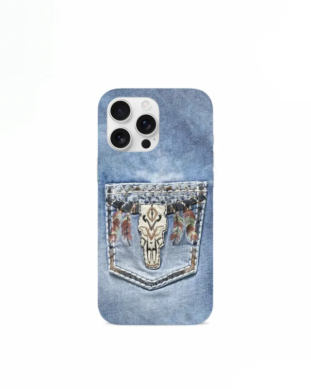 Denim Western Pocket iPhone Case - Multicolor Blue sold by JW PEI