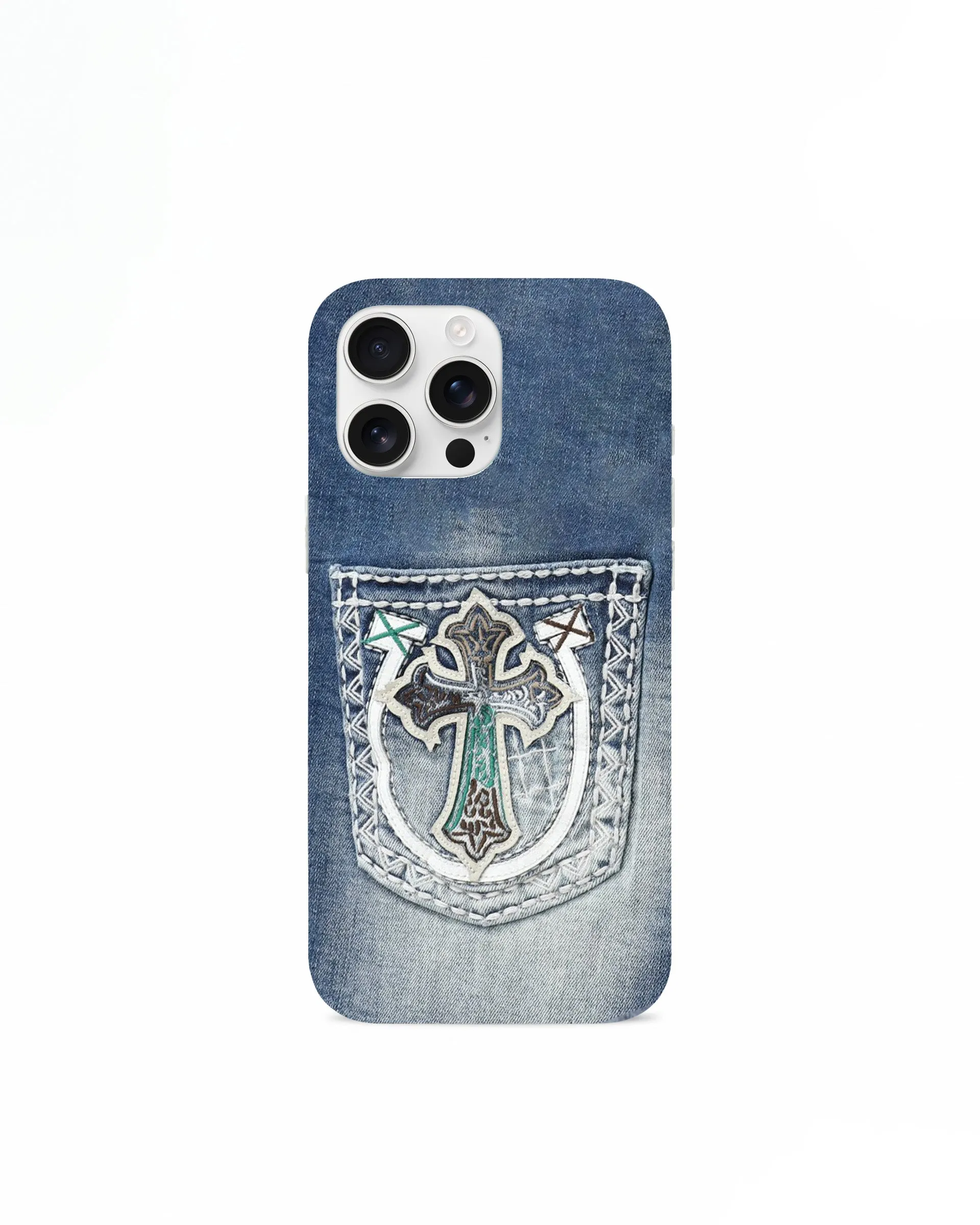Denim Cross Pocket iPhone Case - Multicolor Blue sold by JW PEI