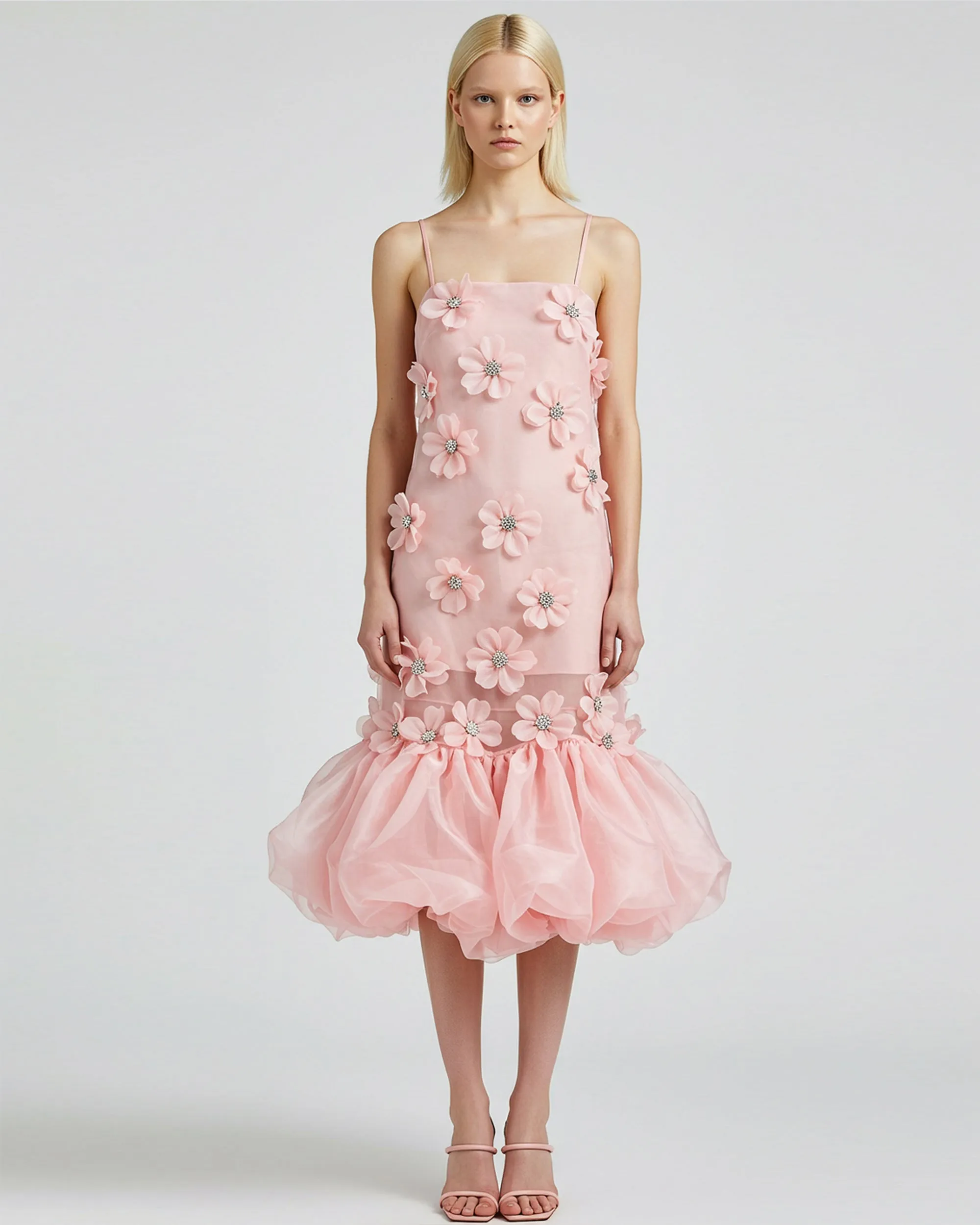 Floral Appliqué Tulle Dress - Pink sold by JW PEI