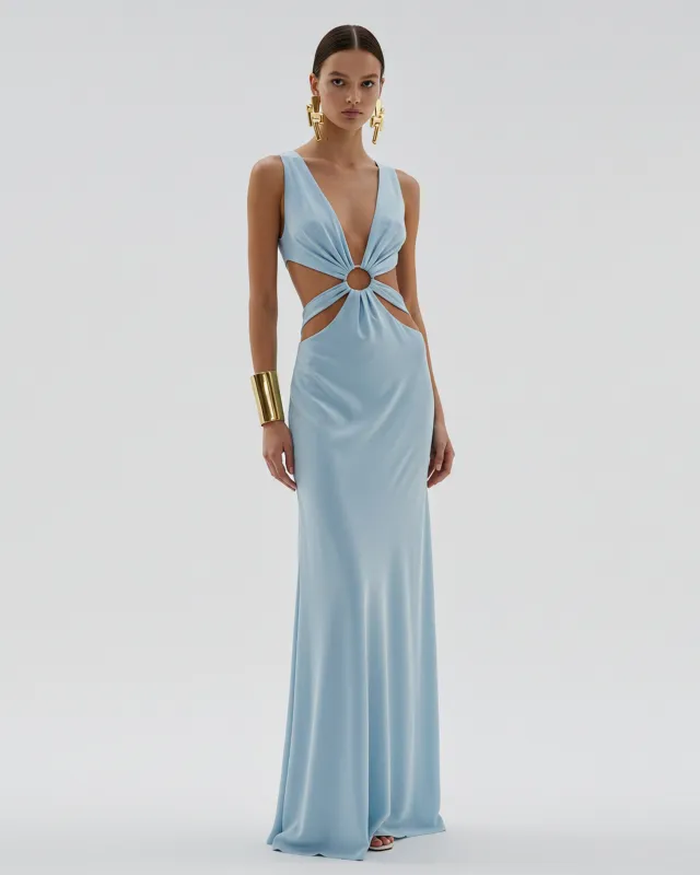 Cut-Out Satin Gown - Sky Blue sold by JW PEI