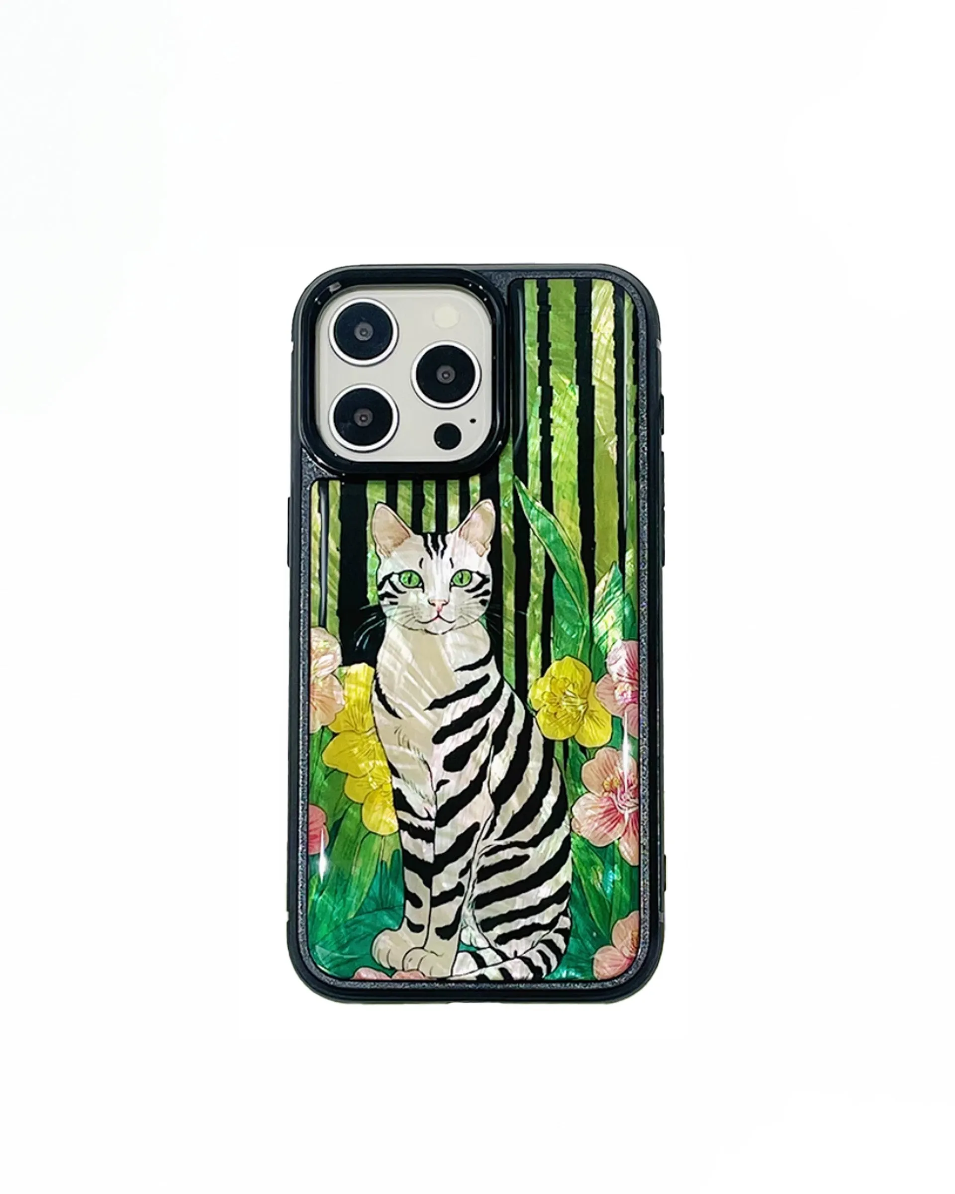 Mother of Pearl Jungle Whiskers iPhone Case - Multicolor Blue sold by JW PEI