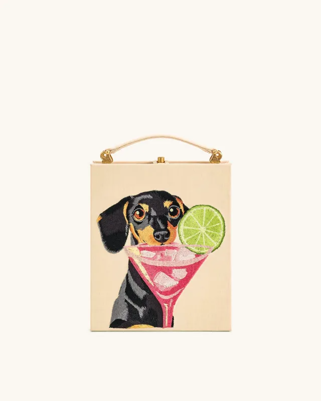 Taya-Puppy Pattern Book Shape Clutch Bag - Almond made by JW PEI
