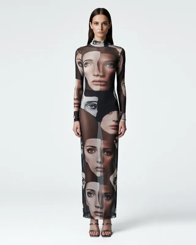 Sheer Faces Gown - Multicolor sold by JW PEI
