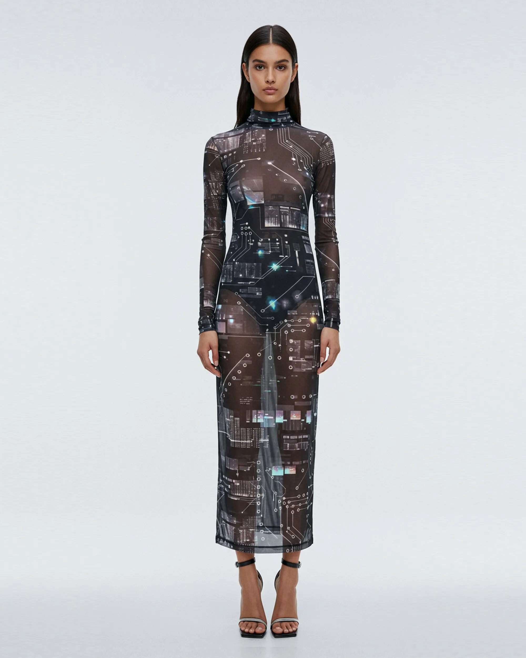Sheer Circuit Board Gown - Multicolor sold by JW PEI