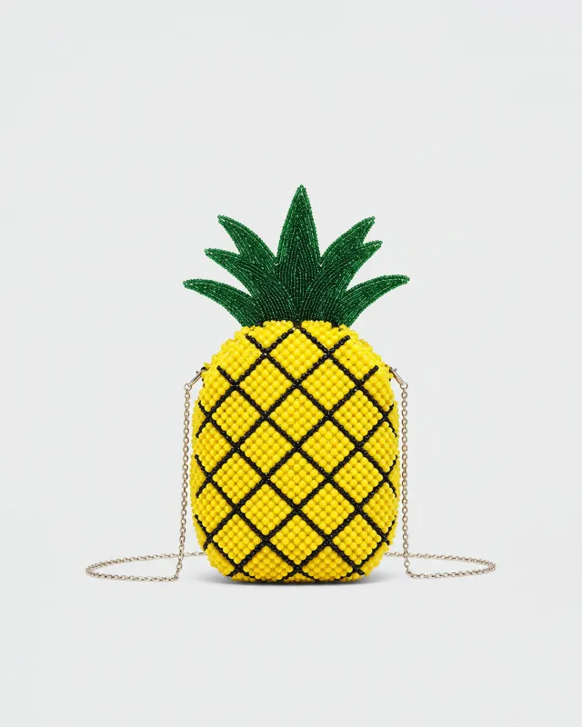 Layla Tropical Pineapple Clutch - Yellow sold by JW PEI