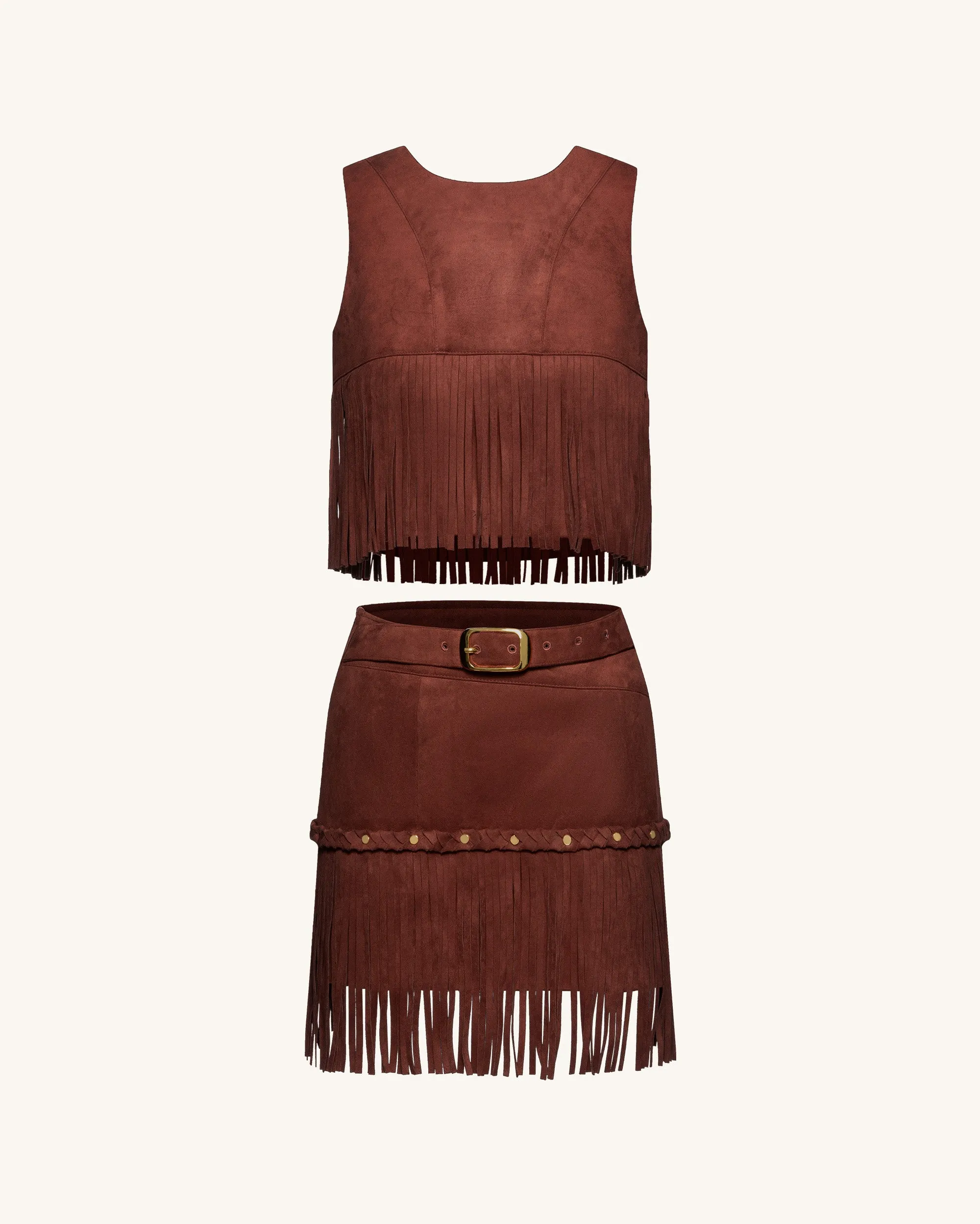 Faux Suede Fringe Halter - Burgundy sold by JW PEI product image thumbnail 5