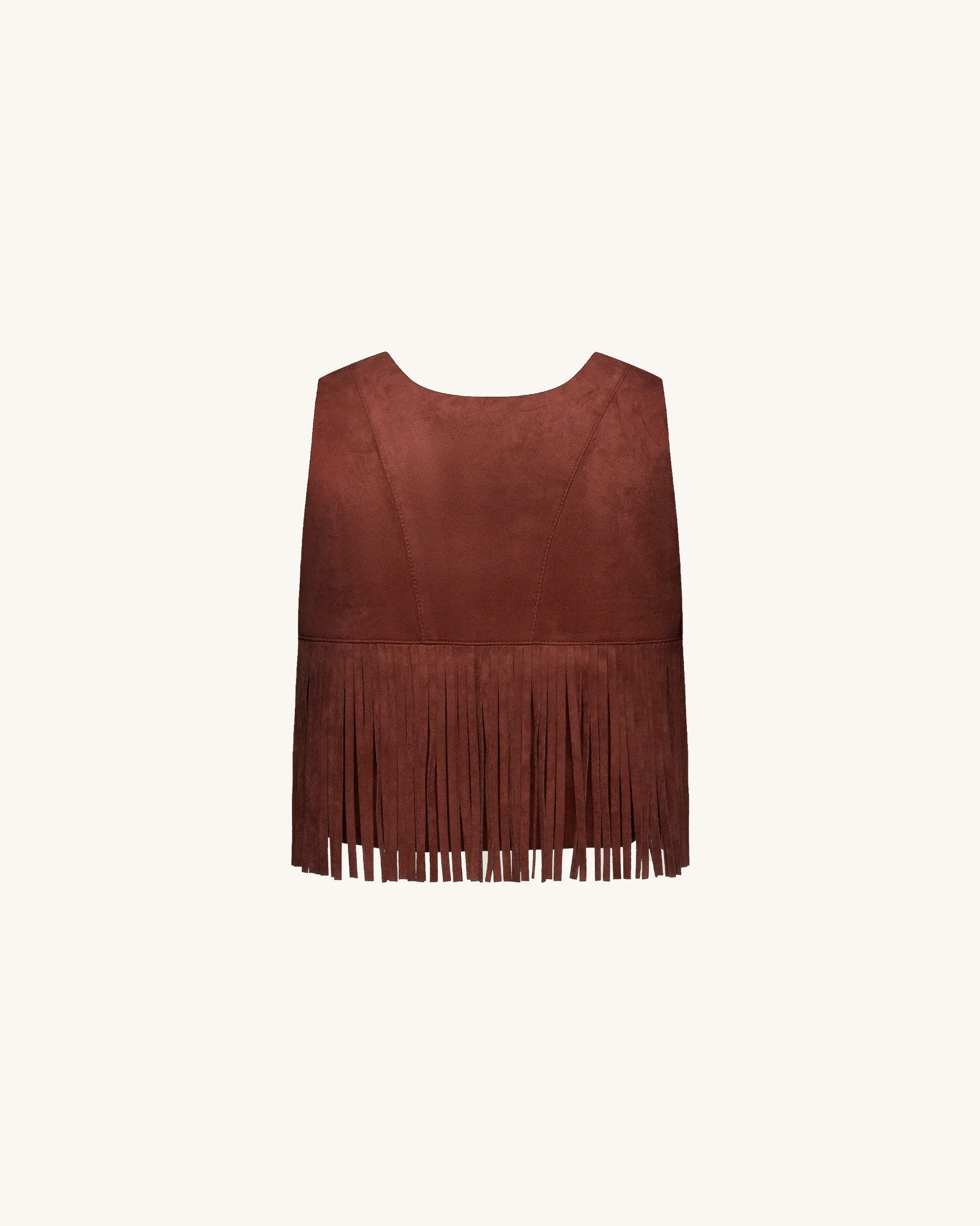 Faux Suede Fringe Halter - Burgundy sold by JW PEI product image thumbnail 3