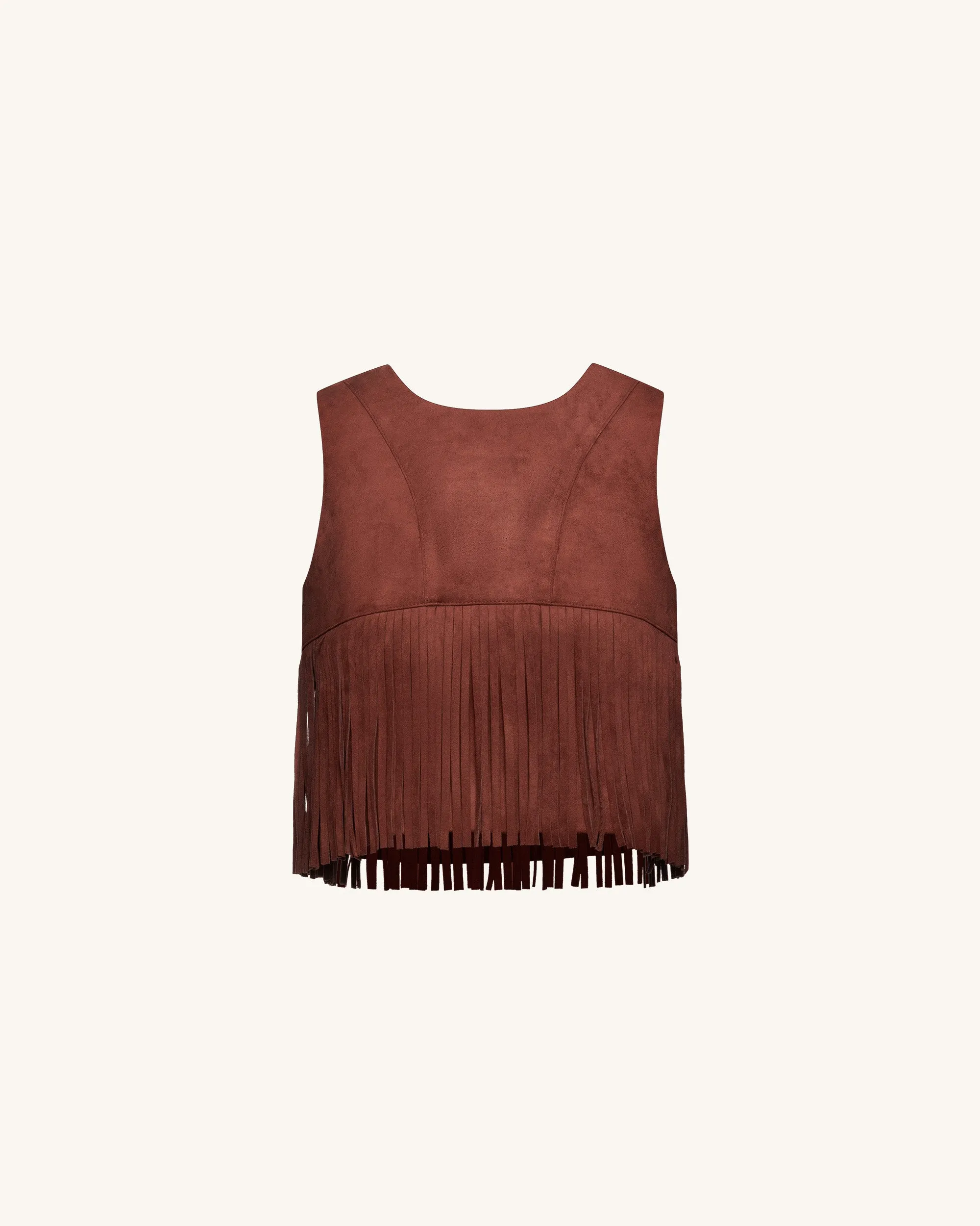Faux Suede Fringe Halter - Burgundy sold by JW PEI