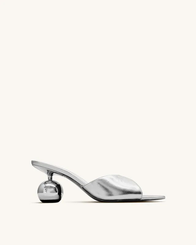 Ellie Sphere Heel Mules - Silver sold by JW PEI