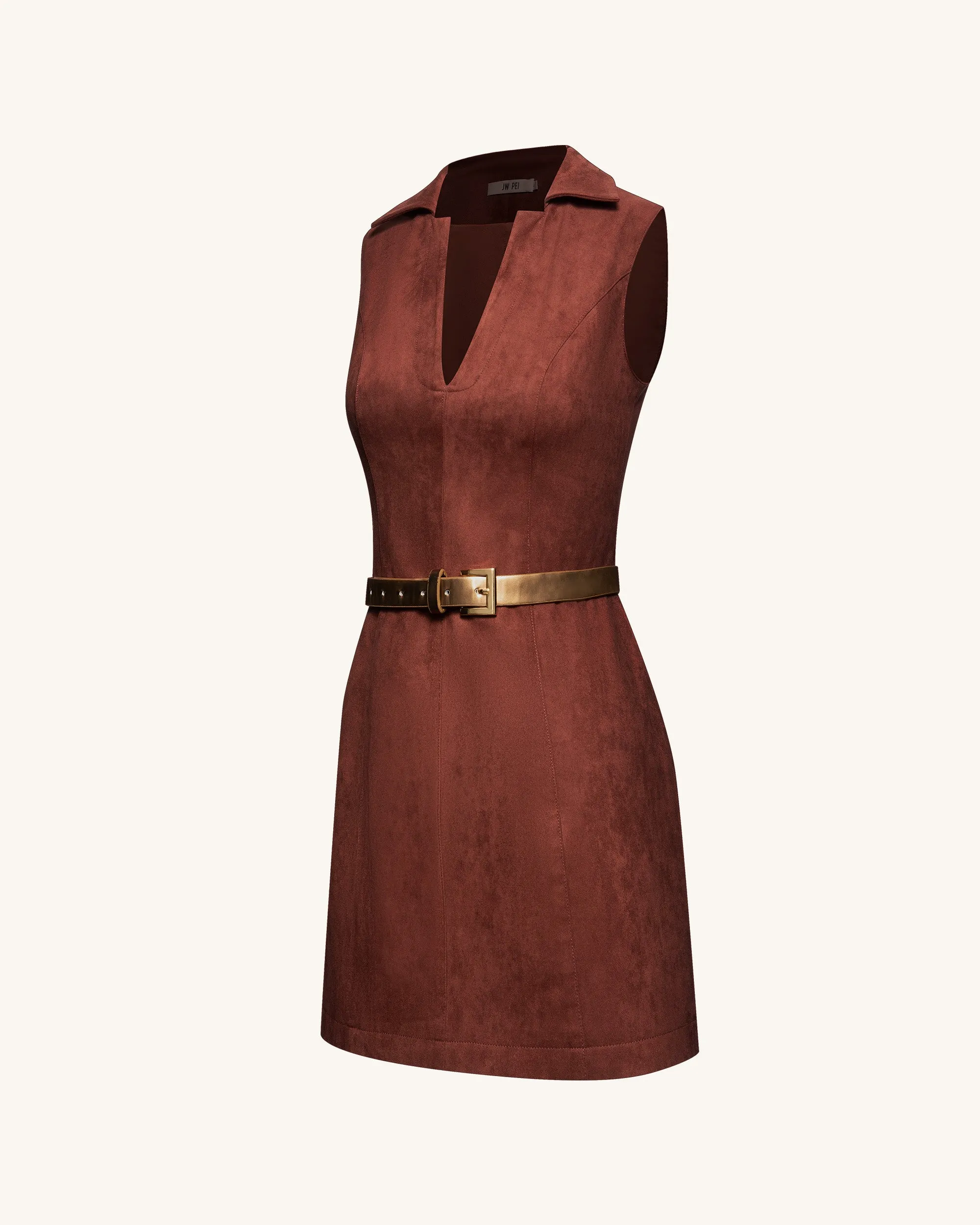 Ariana Sleeveless Suedes Mini Dress - Burgundy sold by JW PEI product image thumbnail 2