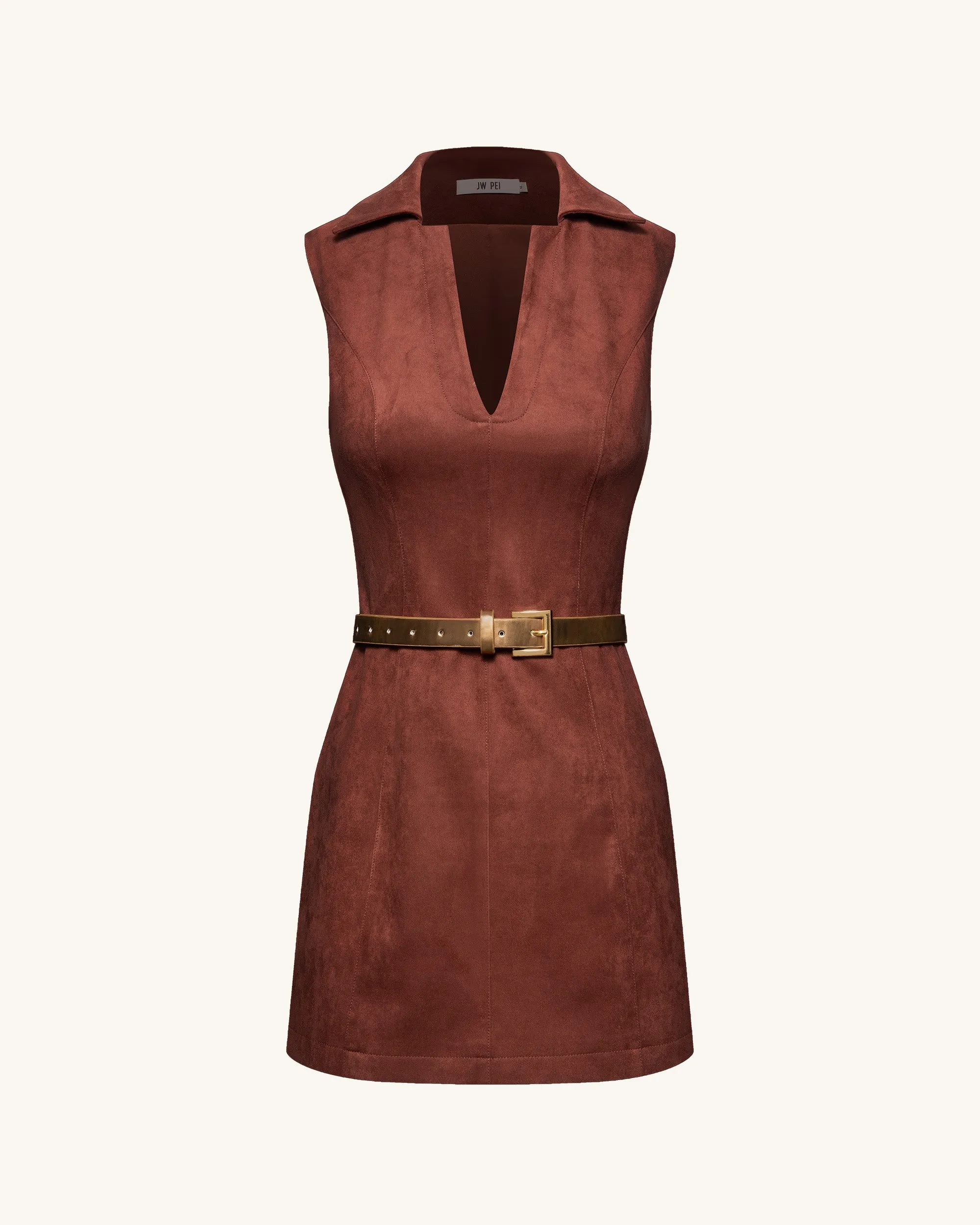 Ariana Sleeveless Suedes Mini Dress - Burgundy sold by JW PEI