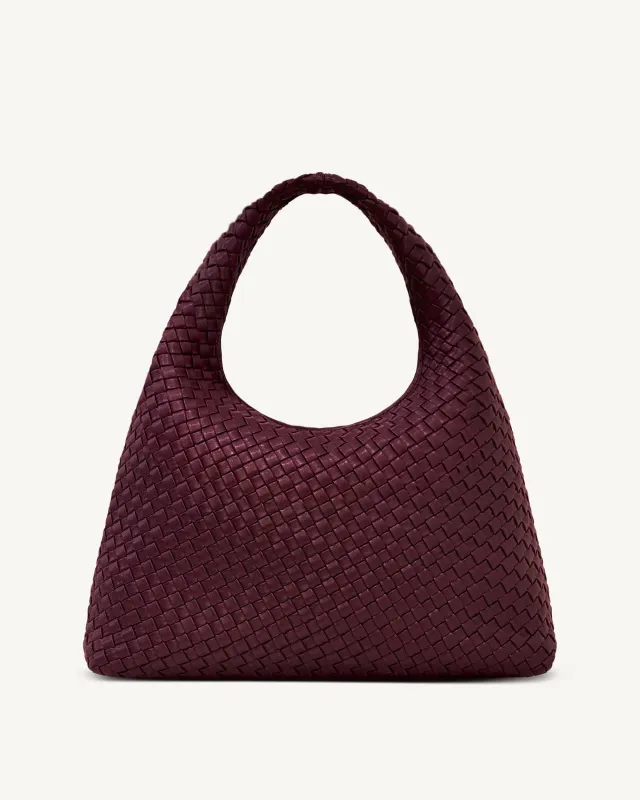 Iaura Woven Shoulder Bag - Deep Burgundy sold by JW PEI
