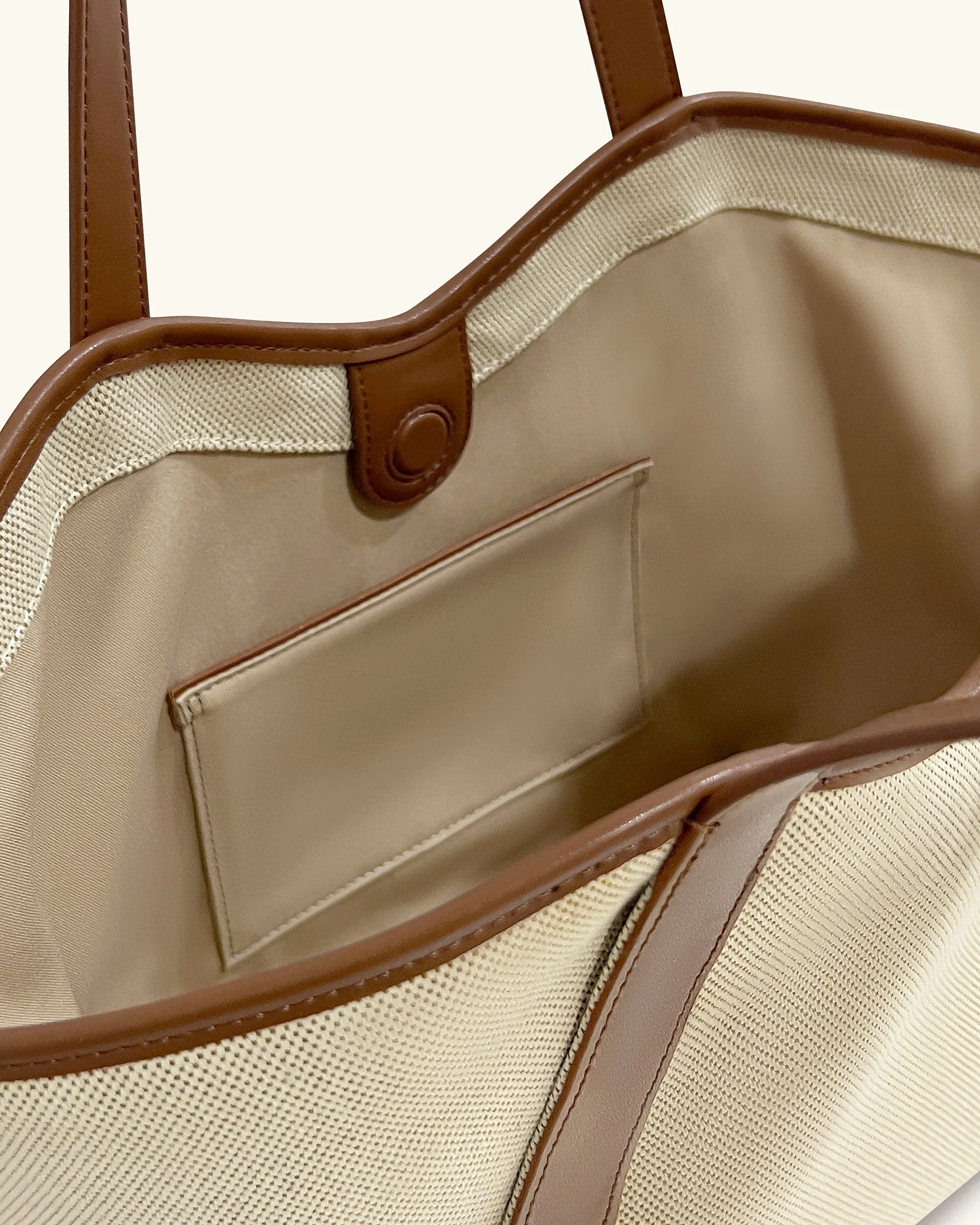 Kiana Large Capacity Tote Bag - Brown Canvas sold by JW PEI product image thumbnail 4