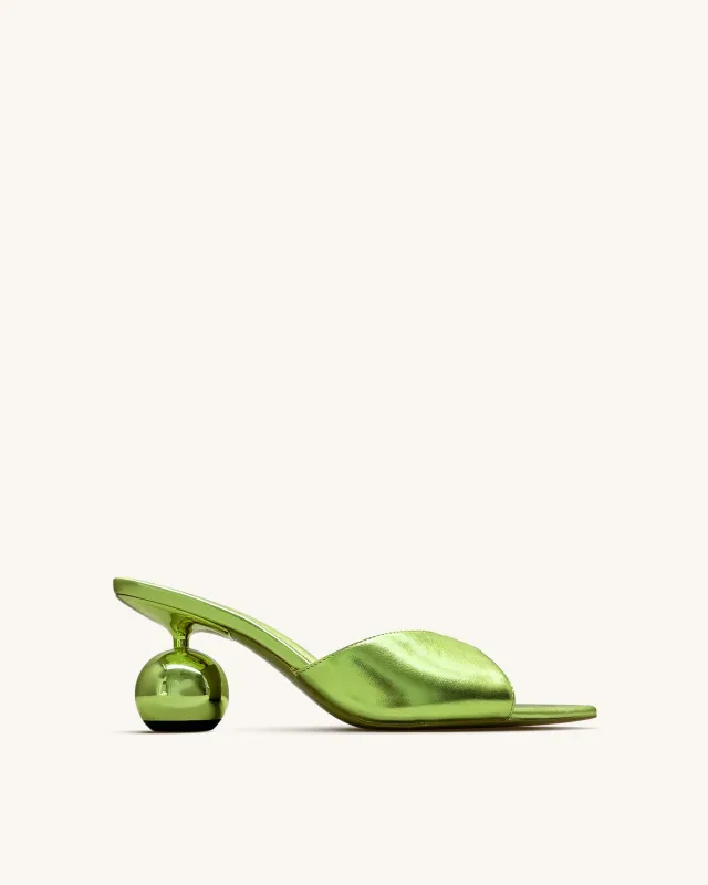 Ellie Sphere Heel Mules - Green sold by JW PEI
