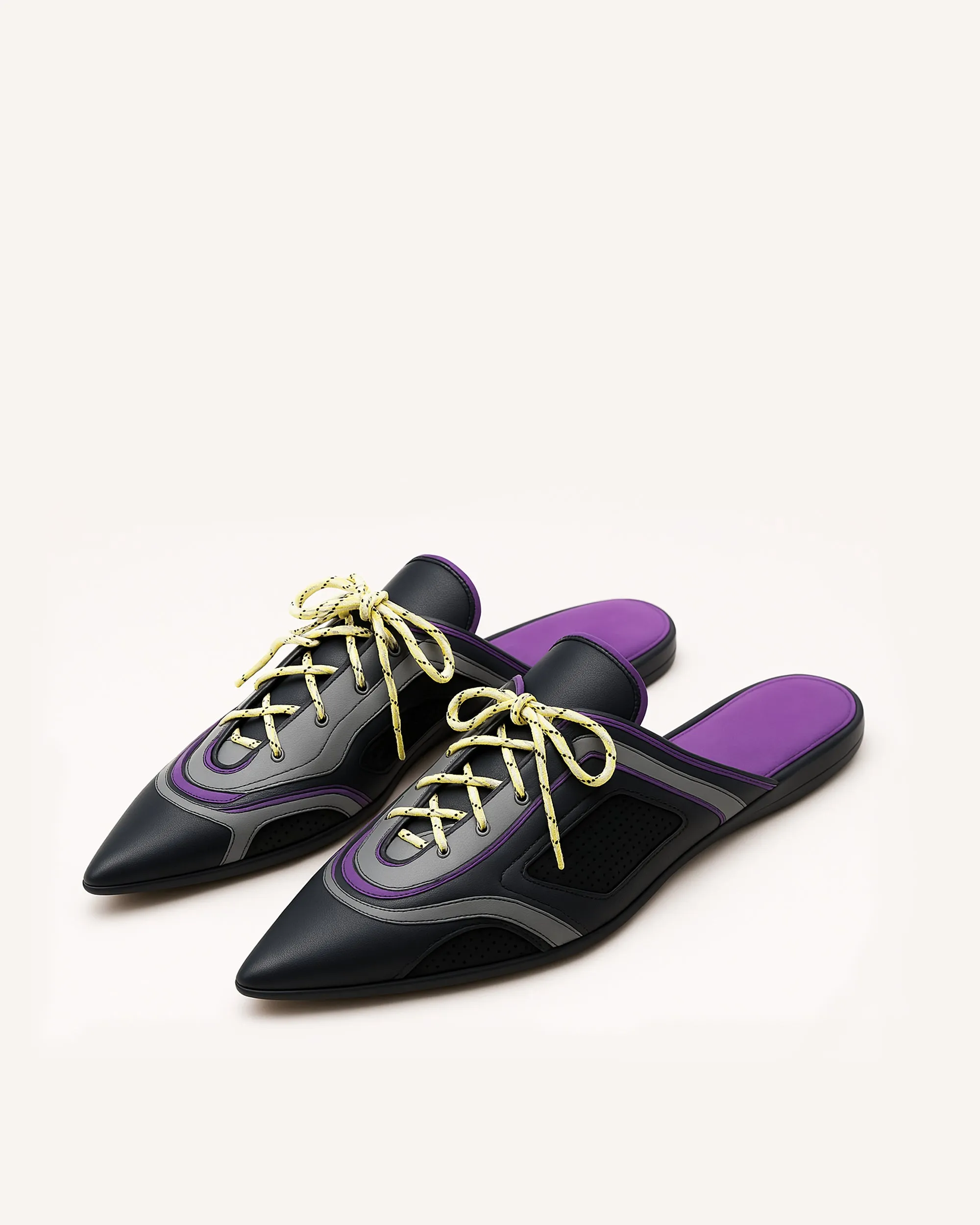 Rylee Lace-Up Mules - Purple&Black sold by JW PEI