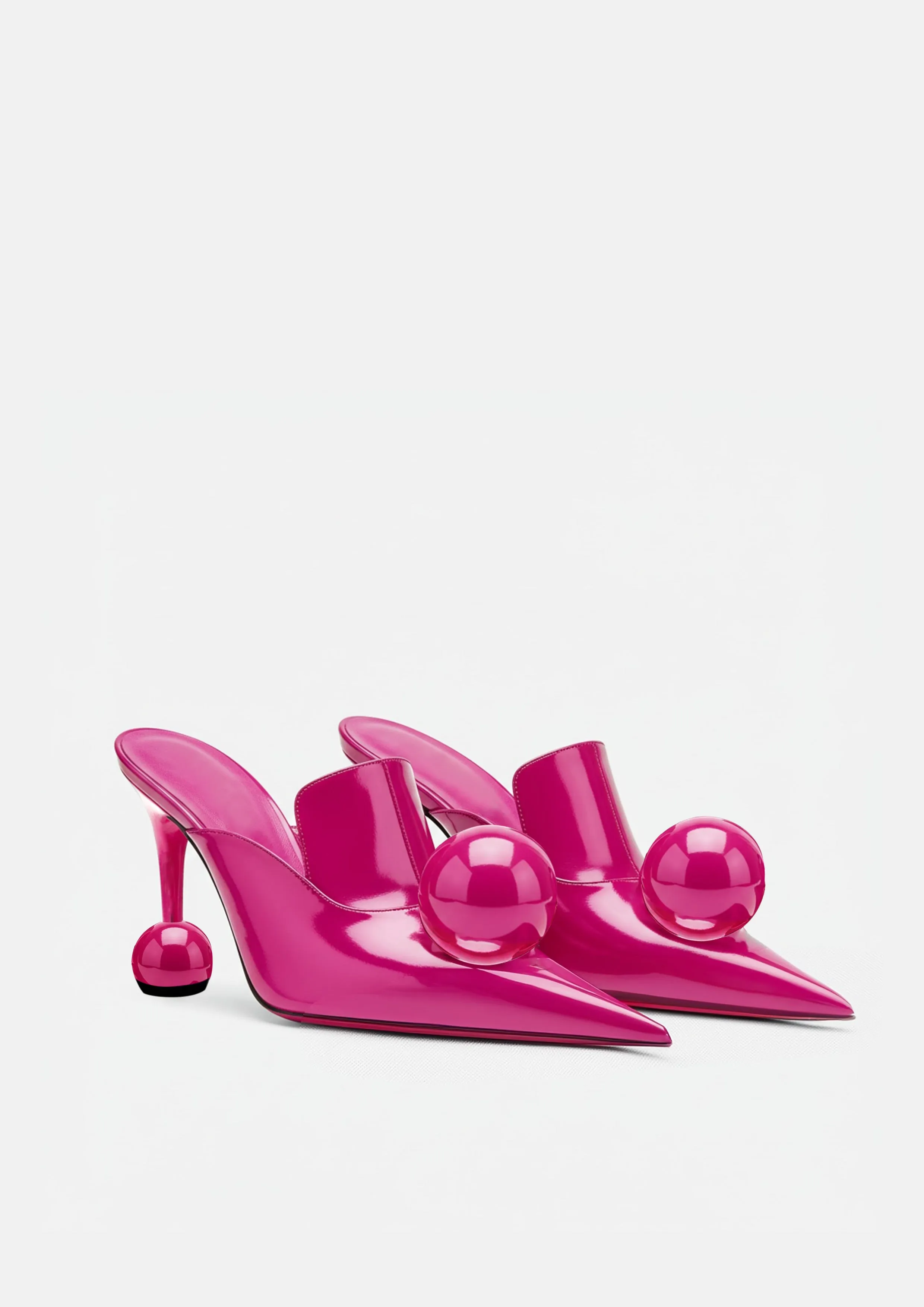 Eliana Patent Leather Ball Heel Mules - Pink sold by JW PEI