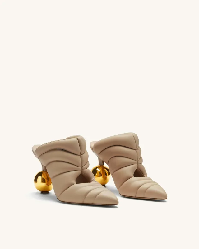 Taylor Quilted Heel Mules - Beige sold by JW PEI