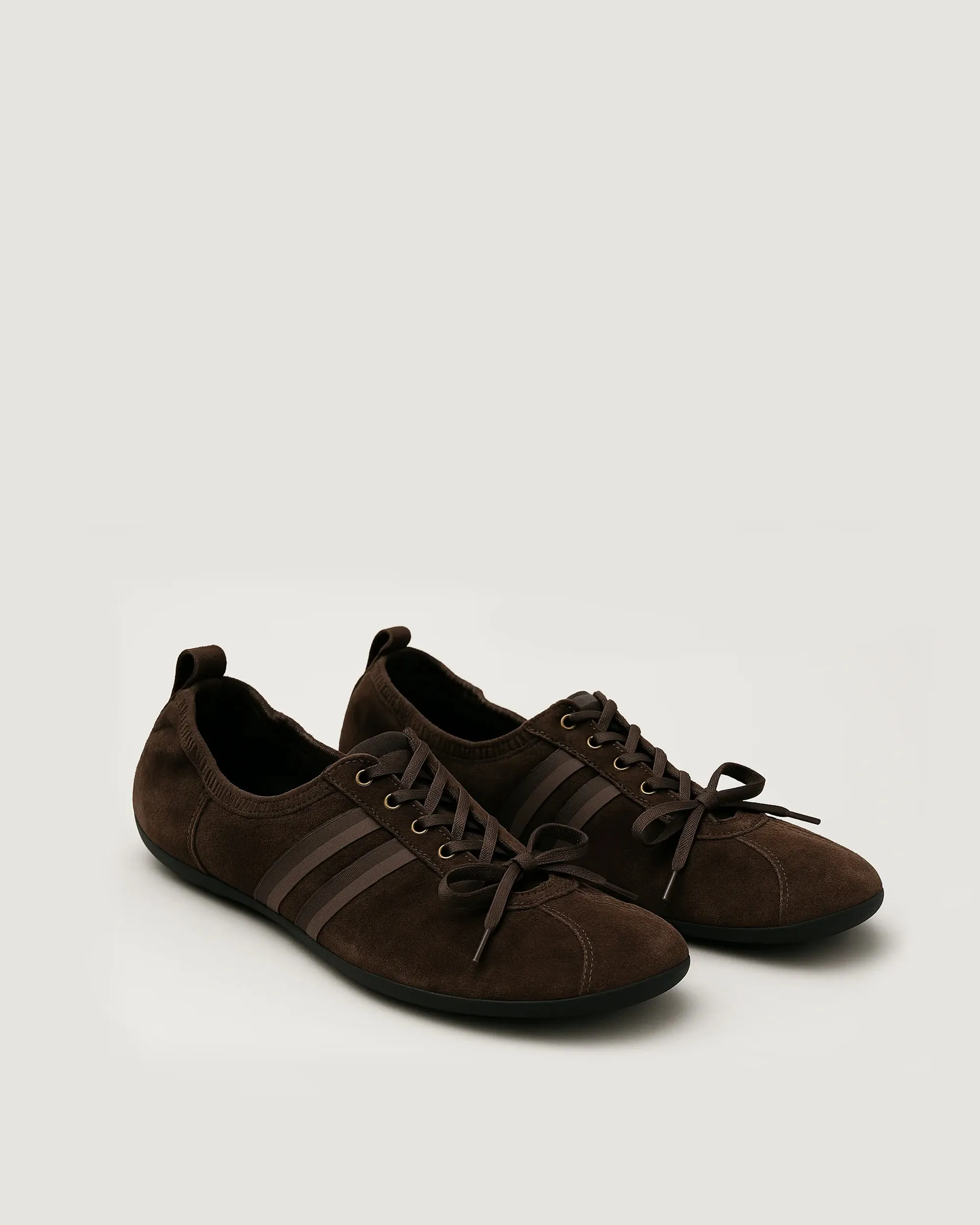 Lucy Suede Lace-Up Flats - Brown sold by JW PEI