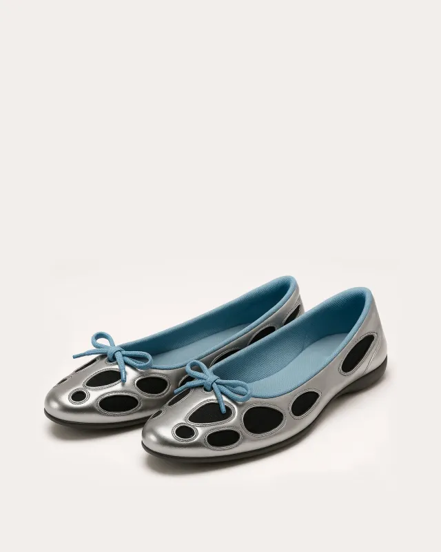 Faith Perforated Ballet Flats - Silver sold by JW PEI